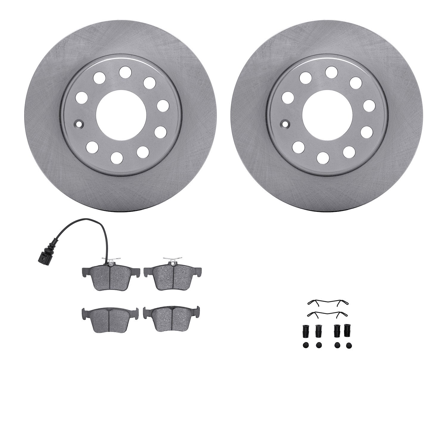 6312-74094 Brake Rotors with 3000-Series Ceramic Brake Pads Kit with Hardware, Fits Select Audi/Volkswagen, Position: Rear