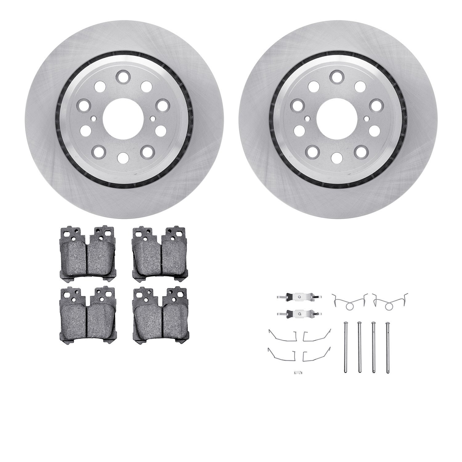 6312-75026 Brake Rotors with 3000-Series Ceramic Brake Pads Kit with Hardware, 2007-2017 Lexus/Toyota/Scion, Position: Rear
