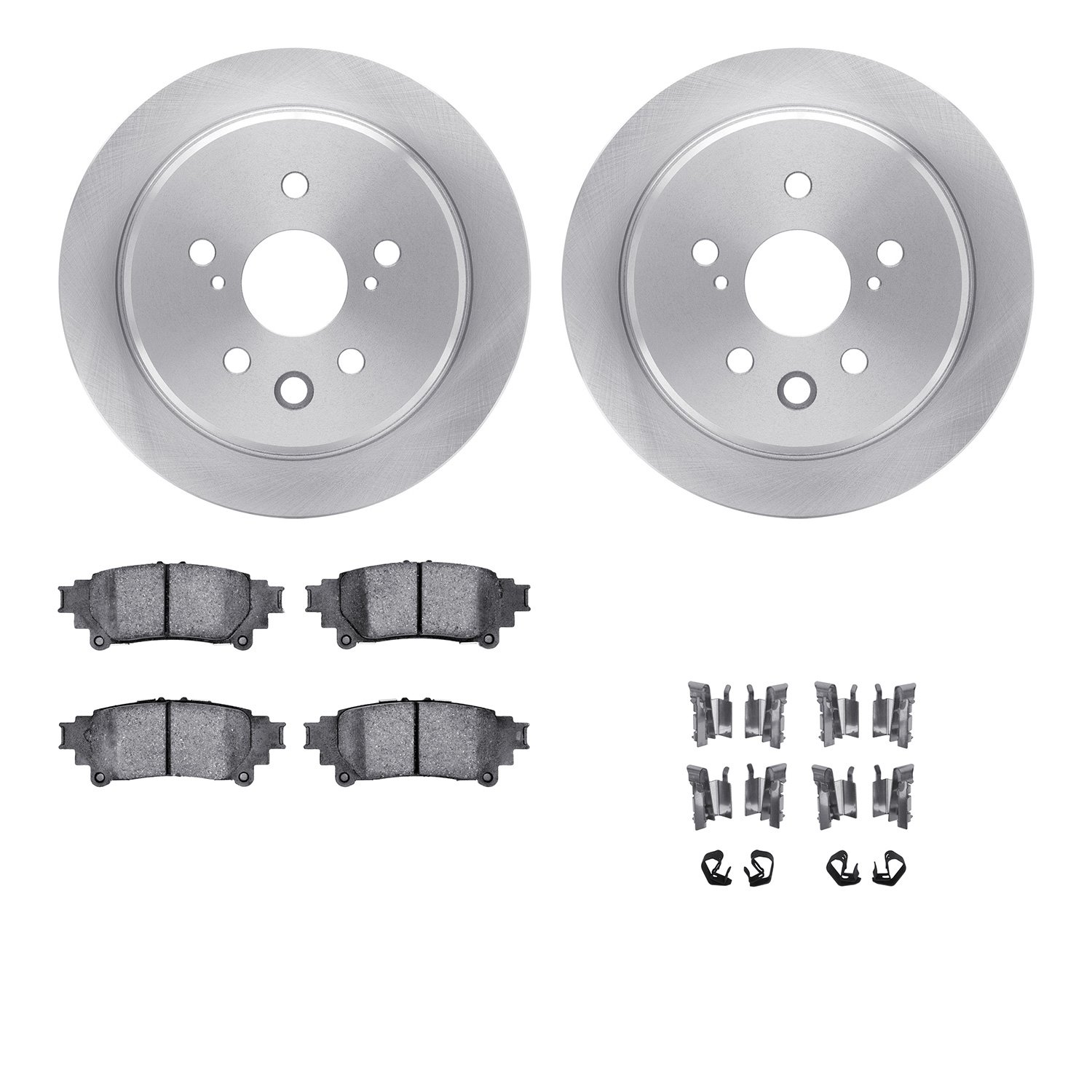 6312-75033 Brake Rotors with 3000-Series Ceramic Brake Pads Kit with Hardware, 2014-2015 Lexus/Toyota/Scion, Position: Rear