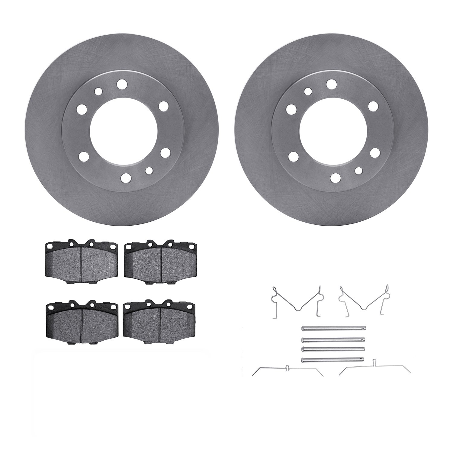 6312-76011 Brake Rotors with 3000-Series Ceramic Brake Pads Kit with Hardware, 1981-1985 Lexus/Toyota/Scion, Position: Front