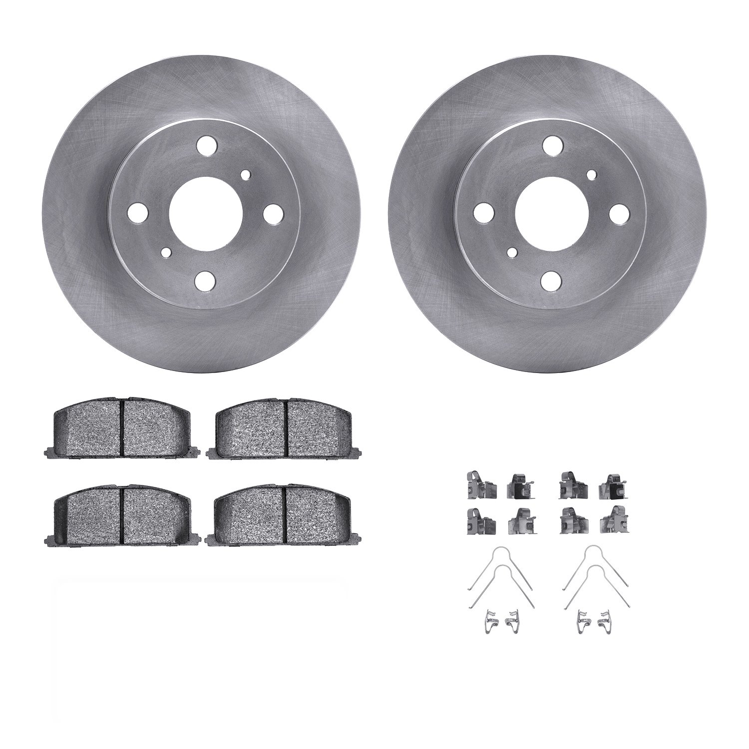 6312-76032 Brake Rotors with 3000-Series Ceramic Brake Pads Kit with Hardware, 1984-1988 Multiple Makes/Models, Position: Front