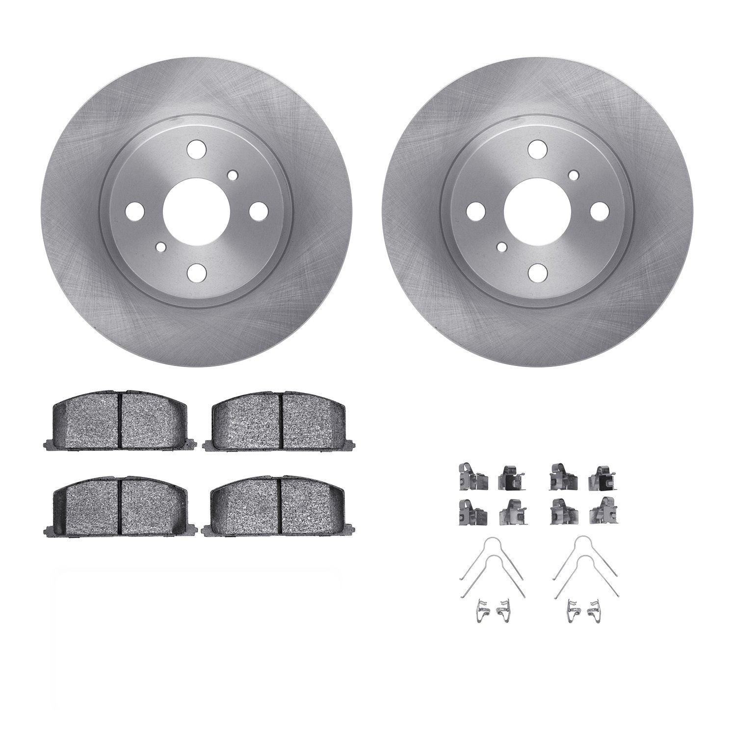 6312-76035 Brake Rotors with 3000-Series Ceramic Brake Pads Kit with Hardware, 1987-1992 Multiple Makes/Models, Position: Front