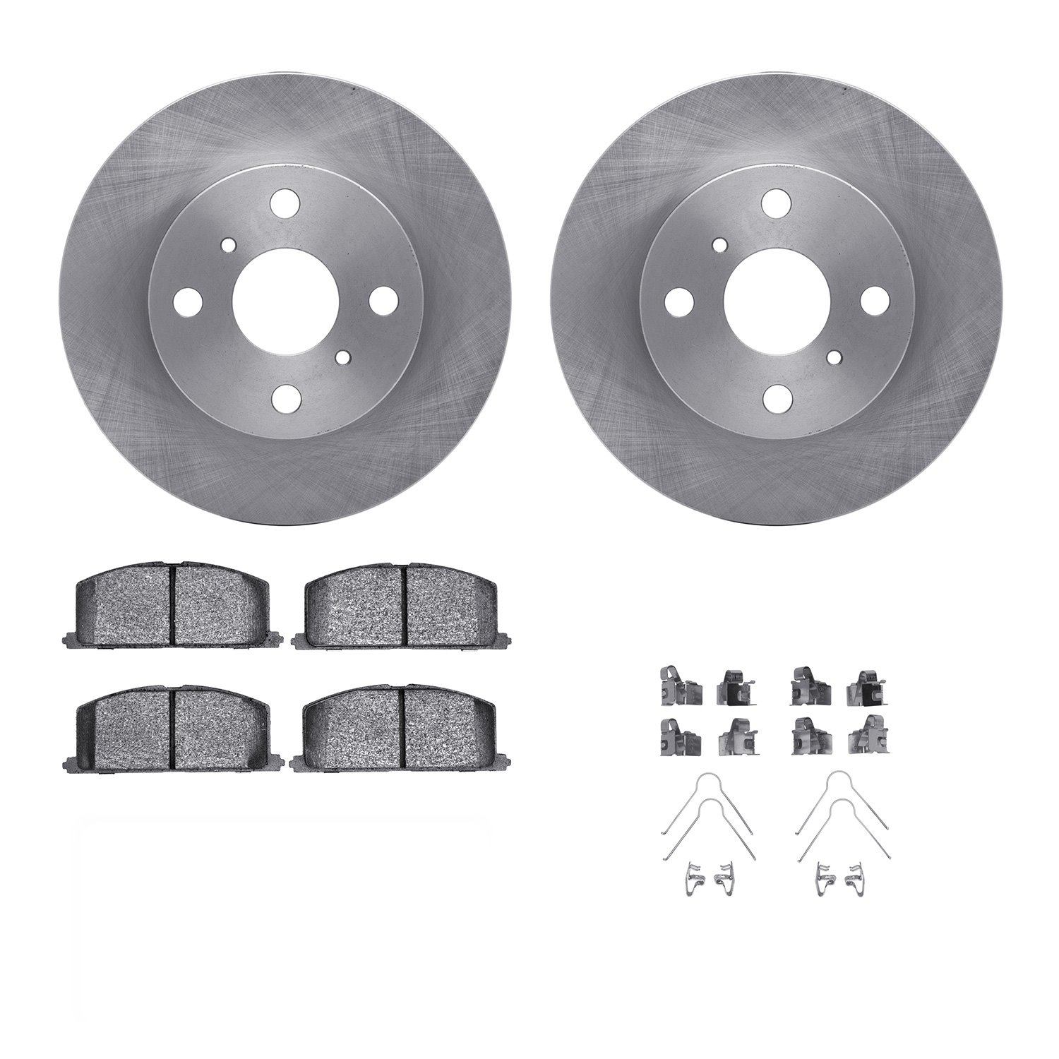 6312-76036 Brake Rotors with 3000-Series Ceramic Brake Pads Kit with Hardware, 1988-1992 Multiple Makes/Models, Position: Front