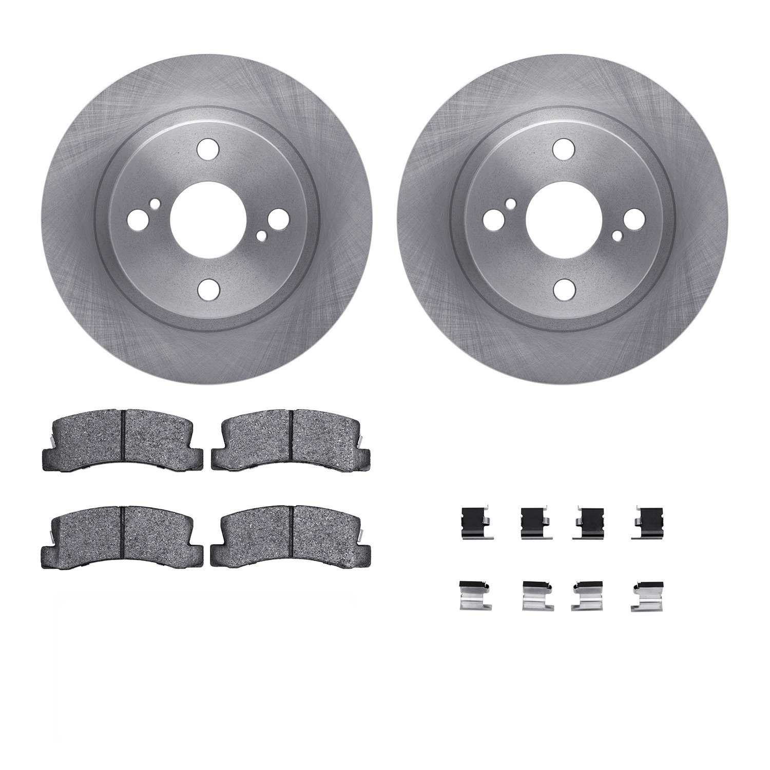 6312-76064 Brake Rotors with 3000-Series Ceramic Brake Pads Kit with Hardware, 1987-1992 Multiple Makes/Models, Position: Rear