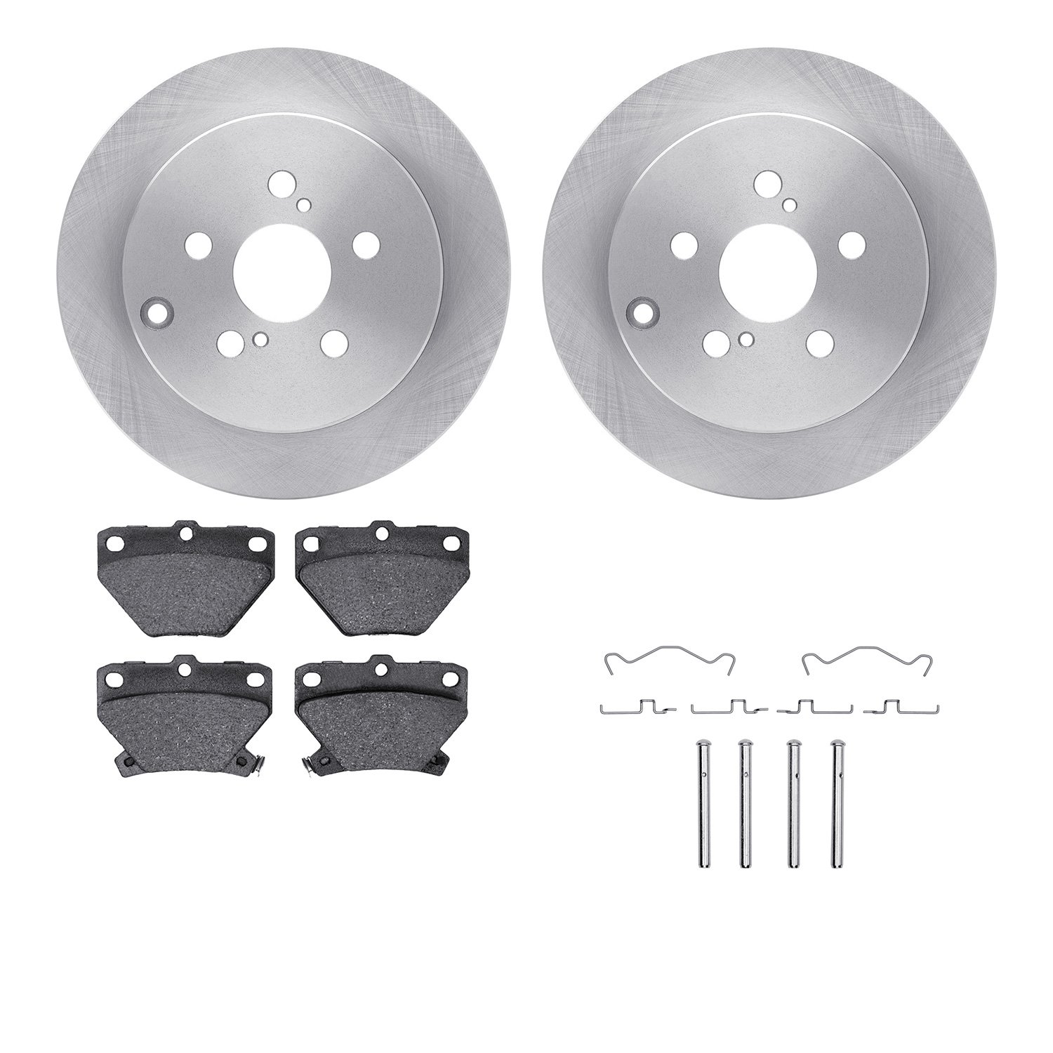 6312-76123 Brake Rotors with 3000-Series Ceramic Brake Pads Kit with Hardware, 2000-2008 Multiple Makes/Models, Position: Rear