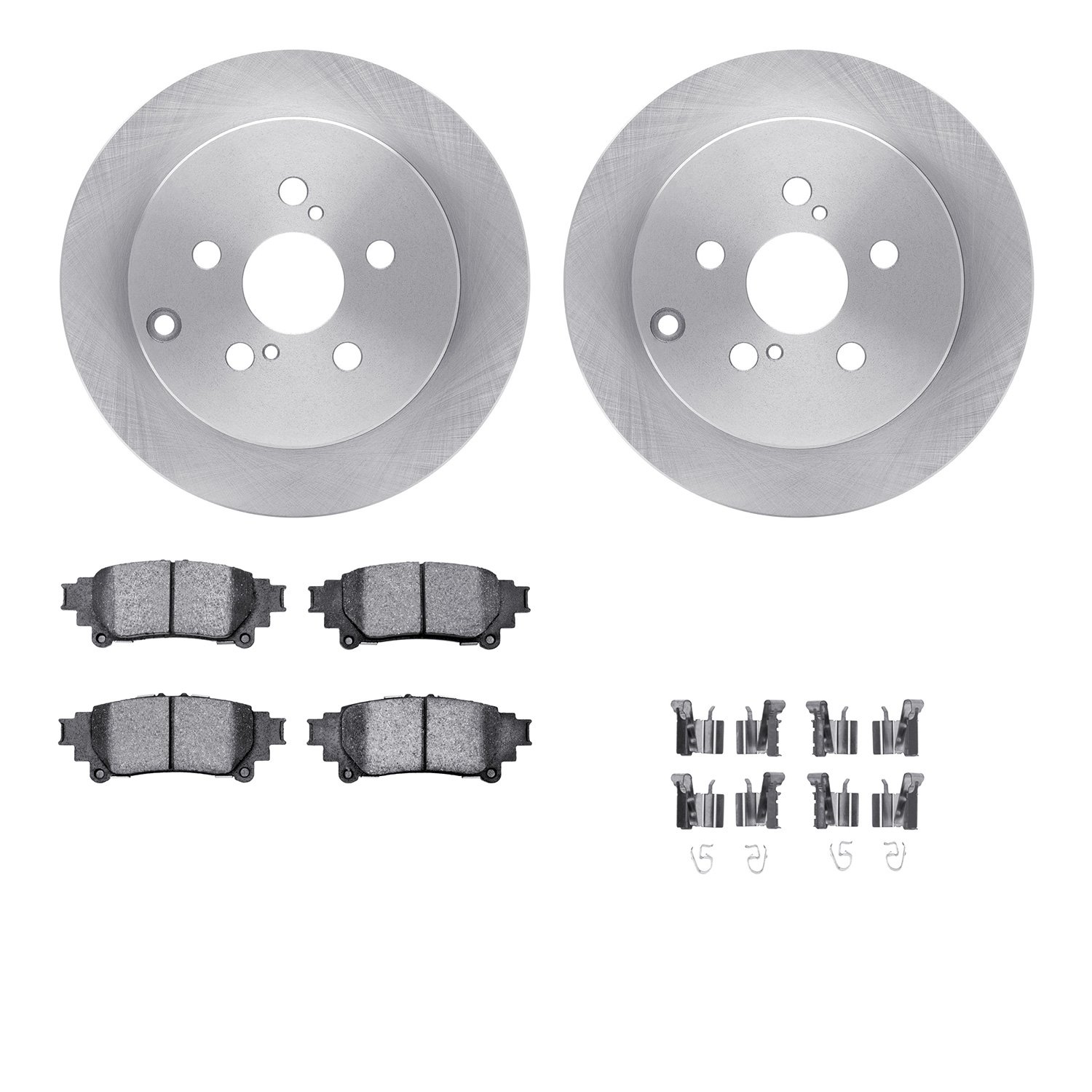 6312-76166 Brake Rotors with 3000-Series Ceramic Brake Pads Kit with Hardware, 2012-2020 Lexus/Toyota/Scion, Position: Rear
