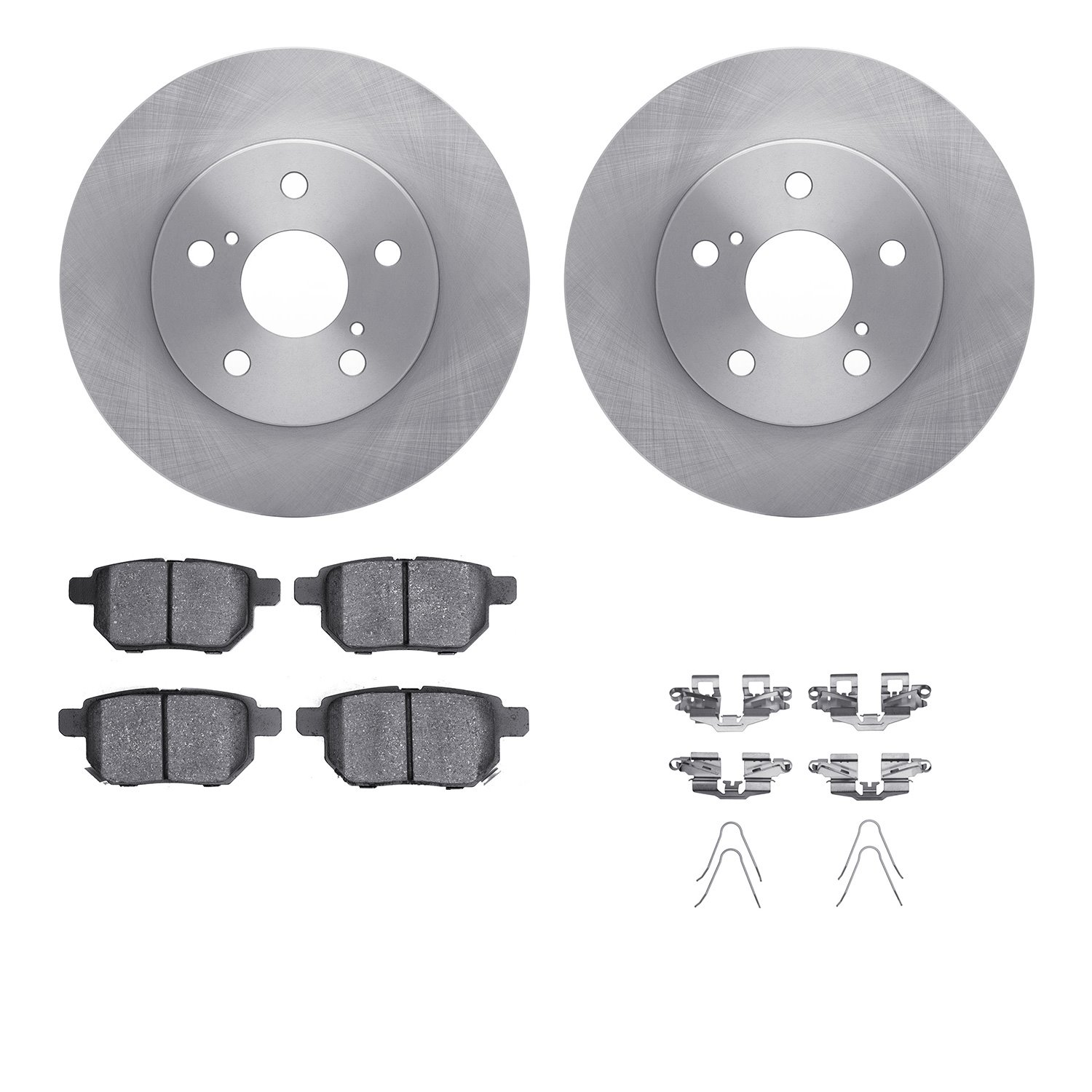 6312-76170 Brake Rotors with 3000-Series Ceramic Brake Pads Kit with Hardware, 2008-2018 Multiple Makes/Models, Position: Rear