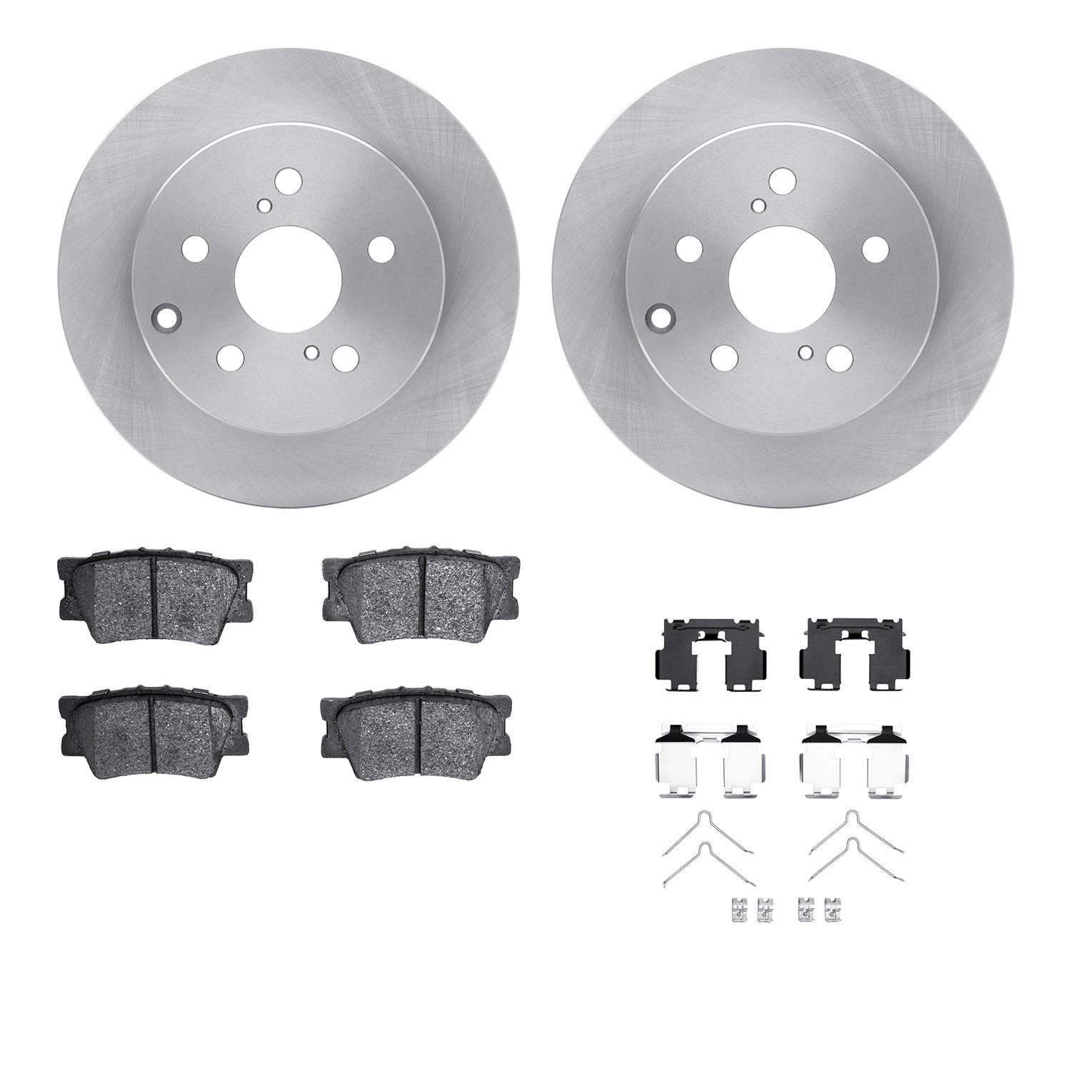 6312-76177 Brake Rotors with 3000-Series Ceramic Brake Pads Kit with Hardware, 2006-2018 Lexus/Toyota/Scion, Position: Rear