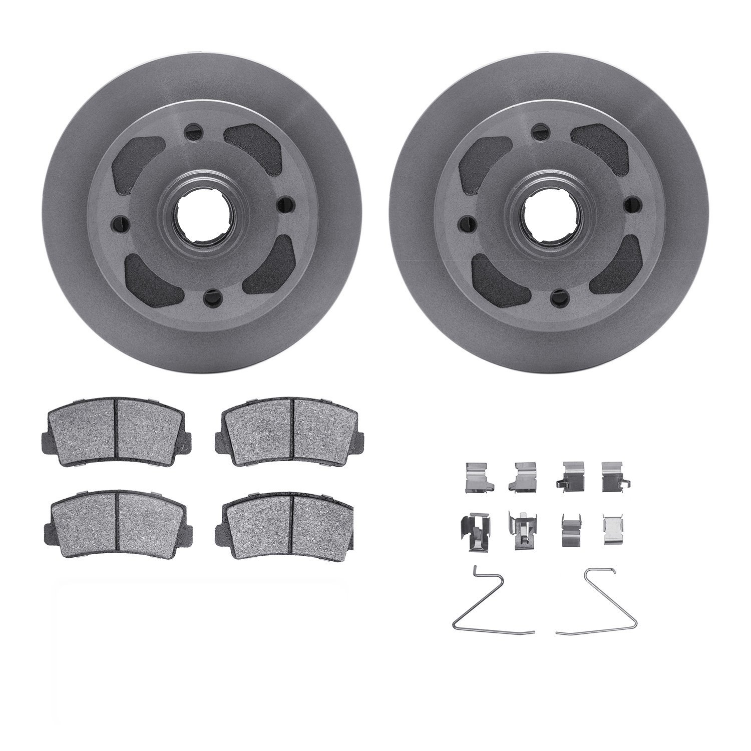 6312-80001 Brake Rotors with 3000-Series Ceramic Brake Pads Kit with Hardware, 1980-1983 Ford/Lincoln/Mercury/Mazda, Position: F