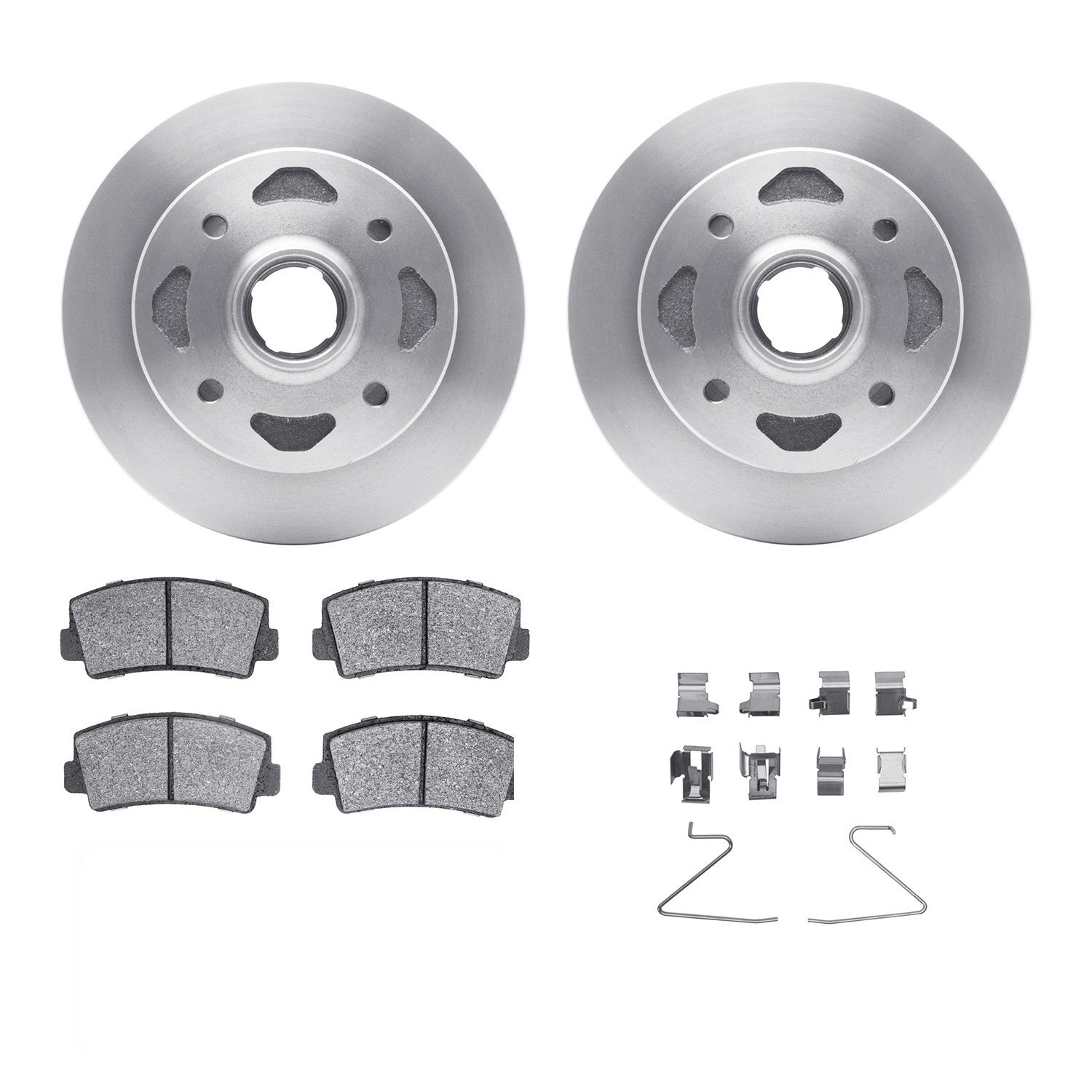 6312-80002 Brake Rotors with 3000-Series Ceramic Brake Pads Kit with Hardware, 1984-1985 Ford/Lincoln/Mercury/Mazda, Position: F