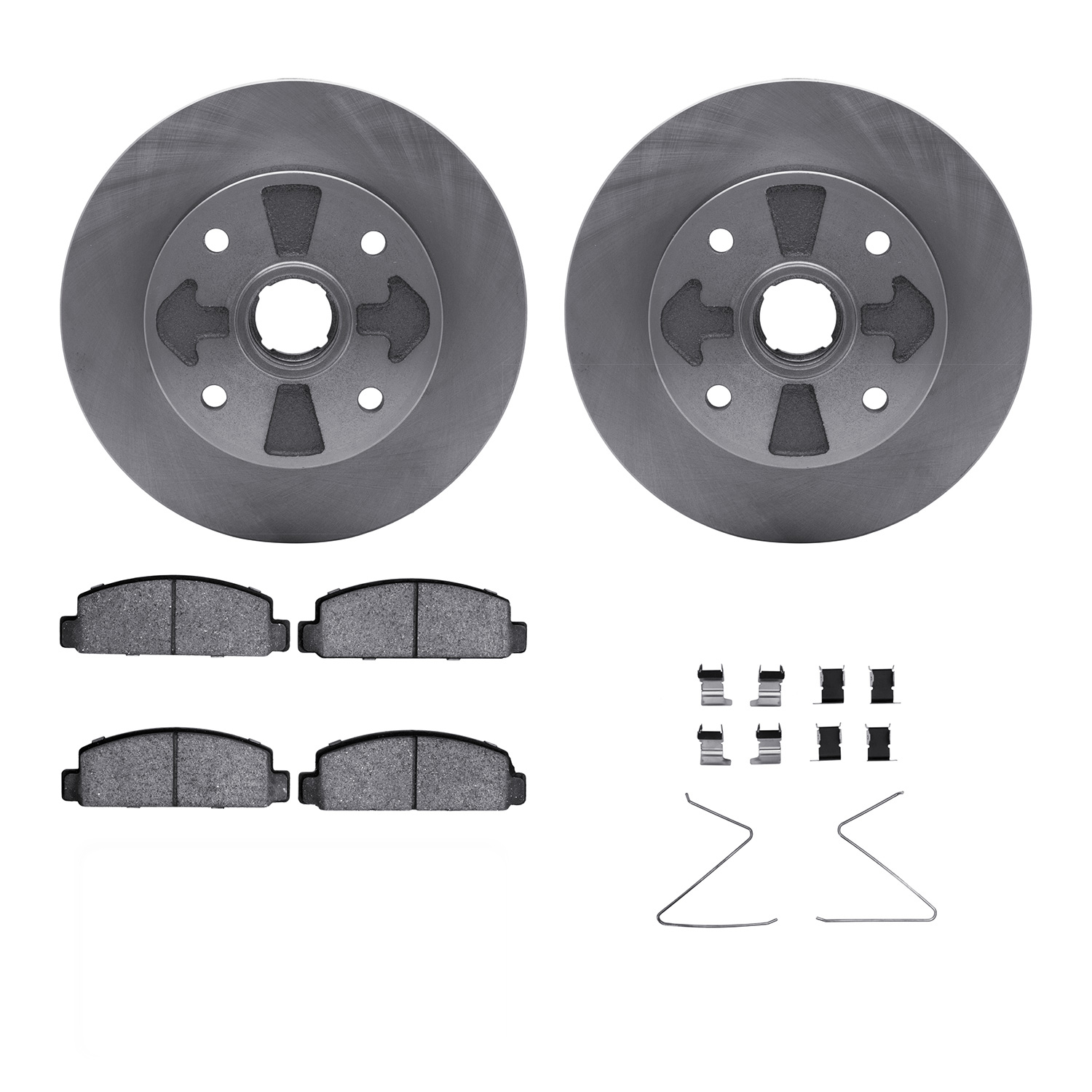 6312-80005 Brake Rotors with 3000-Series Ceramic Brake Pads Kit with Hardware, 1984-1985 Ford/Lincoln/Mercury/Mazda, Position: F