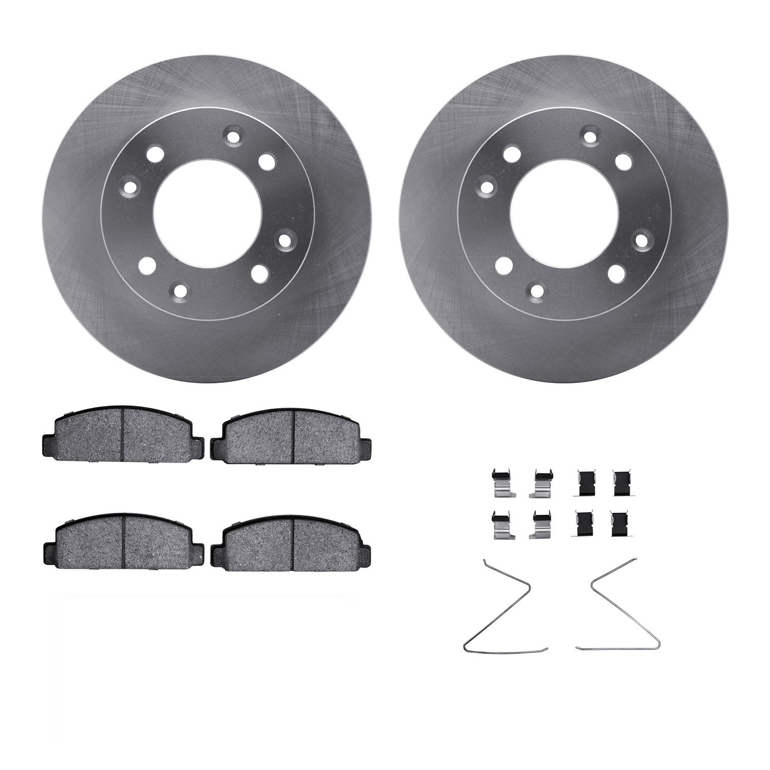 6312-80006 Brake Rotors with 3000-Series Ceramic Brake Pads Kit with Hardware, 1986-1988 Ford/Lincoln/Mercury/Mazda, Position: F