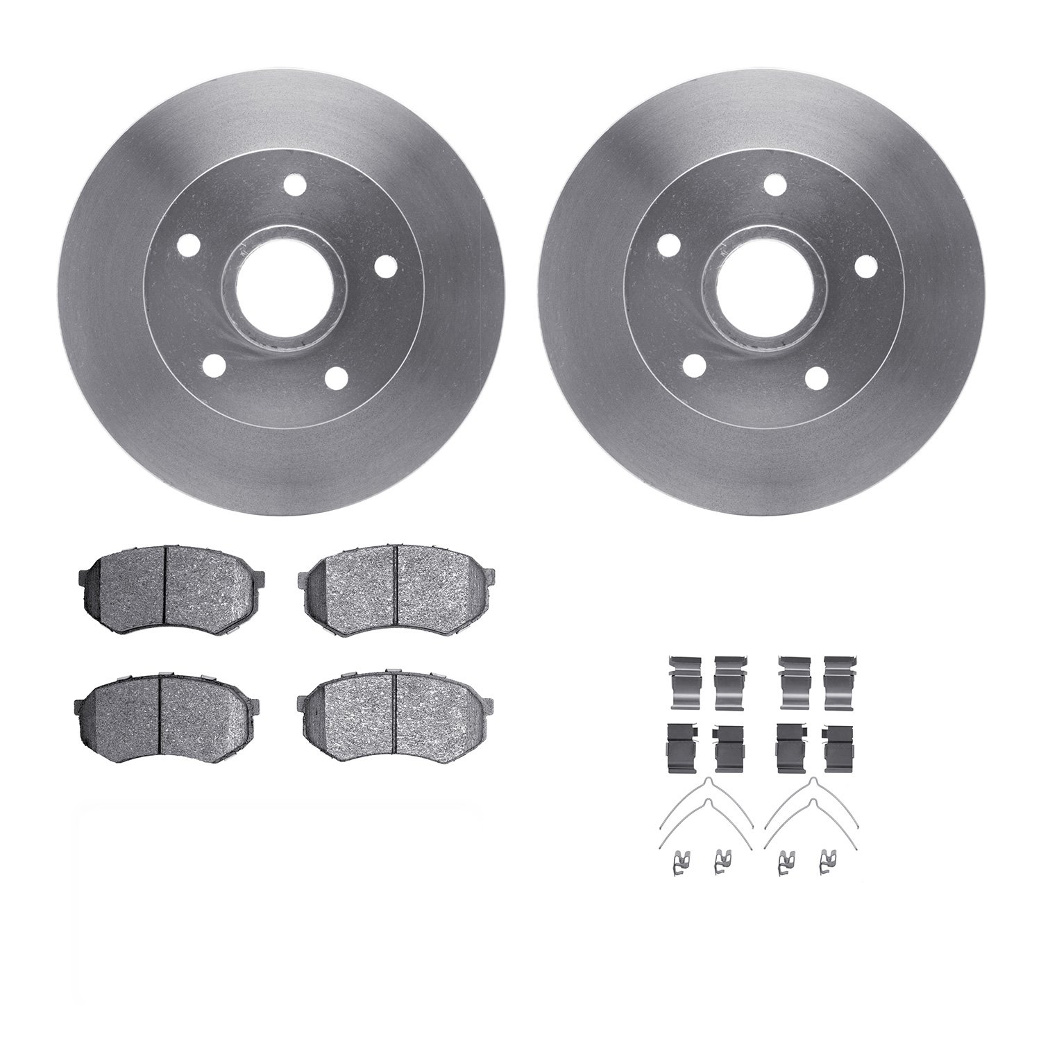 6312-80024 Brake Rotors with 3000-Series Ceramic Brake Pads Kit with Hardware, 1988-1991 Ford/Lincoln/Mercury/Mazda, Position: F