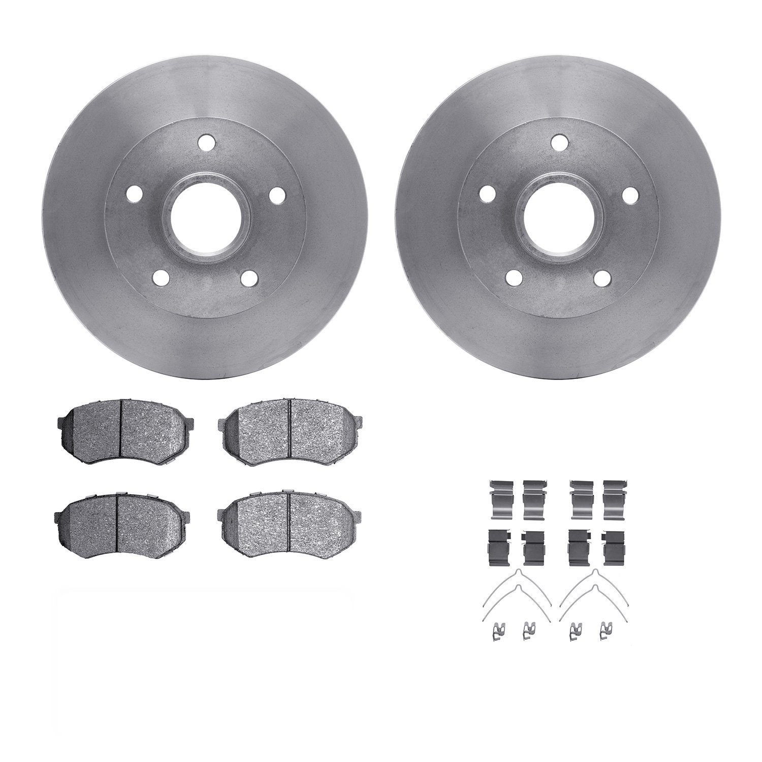 6312-80025 Brake Rotors with 3000-Series Ceramic Brake Pads Kit with Hardware, 1988-1991 Ford/Lincoln/Mercury/Mazda, Position: F