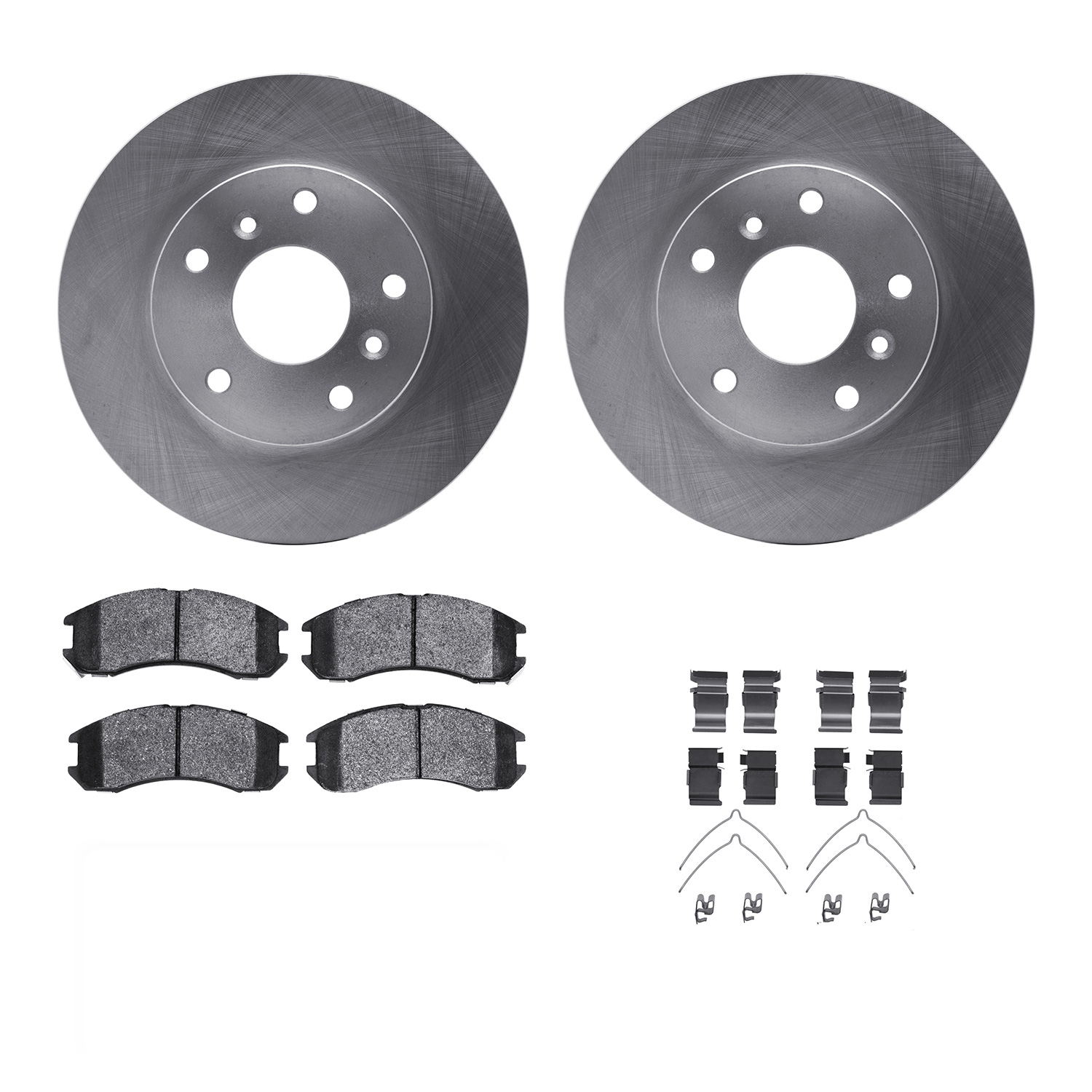 6312-80026 Brake Rotors with 3000-Series Ceramic Brake Pads Kit with Hardware, 1988-1992 Ford/Lincoln/Mercury/Mazda, Position: F