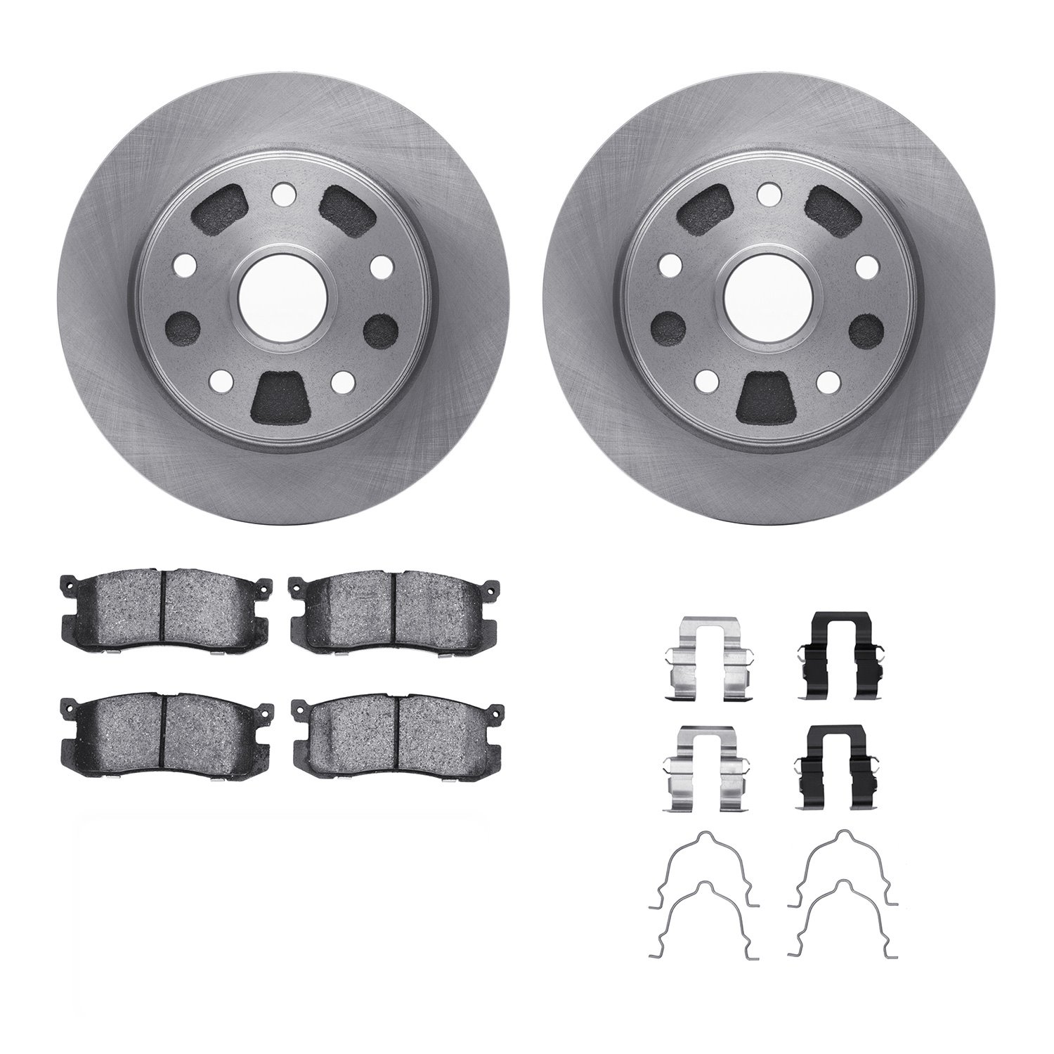 6312-80027 Brake Rotors with 3000-Series Ceramic Brake Pads Kit with Hardware, 1988-1992 Ford/Lincoln/Mercury/Mazda, Position: R