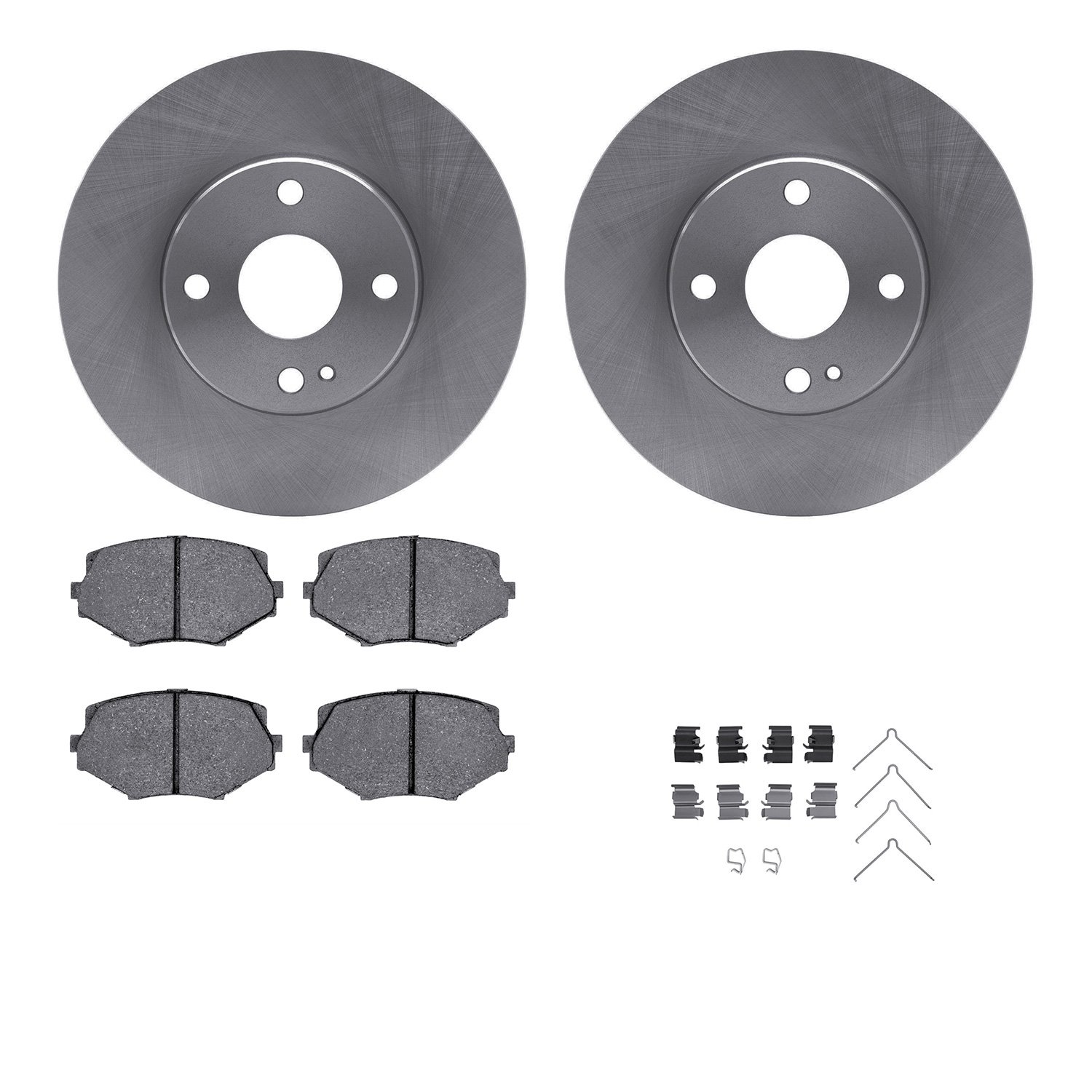 6312-80042 Brake Rotors with 3000-Series Ceramic Brake Pads Kit with Hardware, 1994-2002 Ford/Lincoln/Mercury/Mazda, Position: F