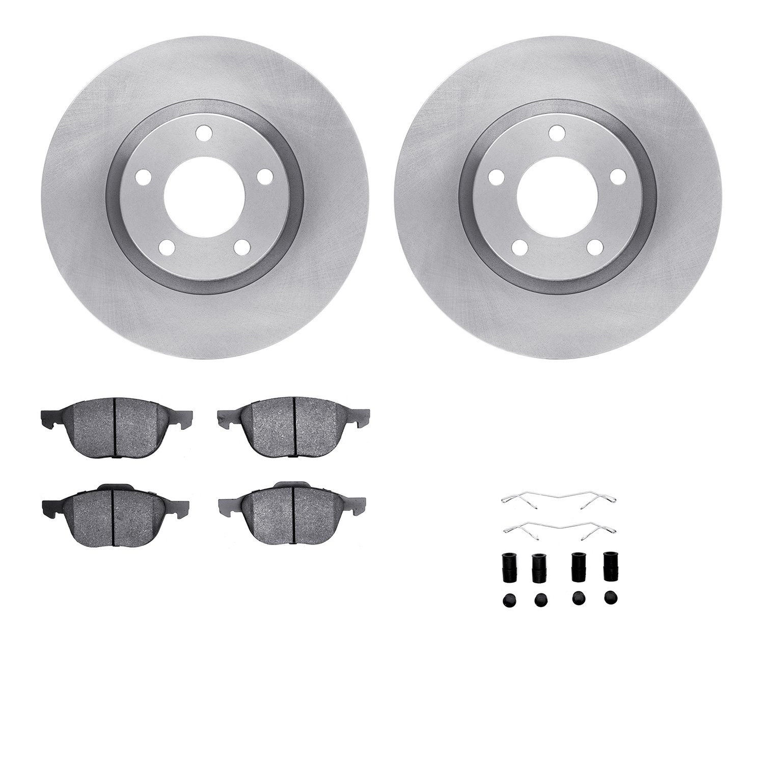 6312-80057 Brake Rotors with 3000-Series Ceramic Brake Pads Kit with Hardware, 2004-2015 Ford/Lincoln/Mercury/Mazda, Position: F