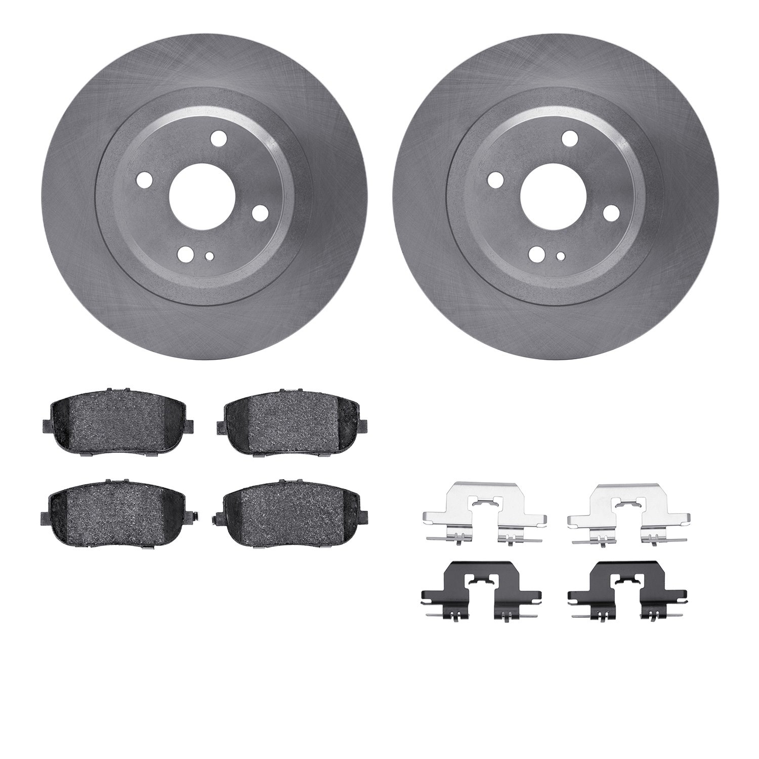 6312-80064 Brake Rotors with 3000-Series Ceramic Brake Pads Kit with Hardware, Fits Select Multiple Makes/Models, Position: Rear