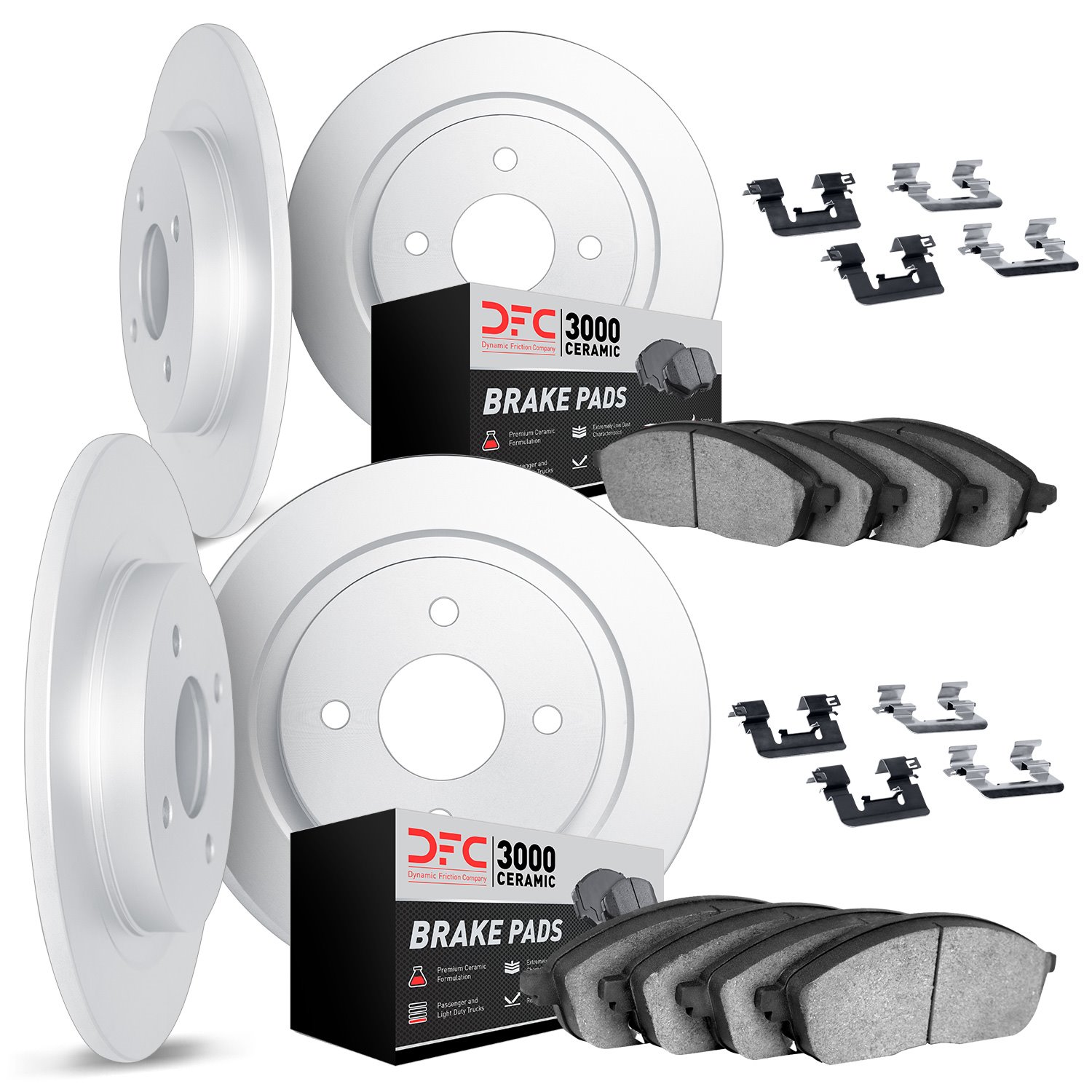 6314-16001 Brake Rotors with 3000-Series Ceramic Brake Pads Kit with Hardware, 1969-1974 Alfa Romeo, Position: Front and Rear