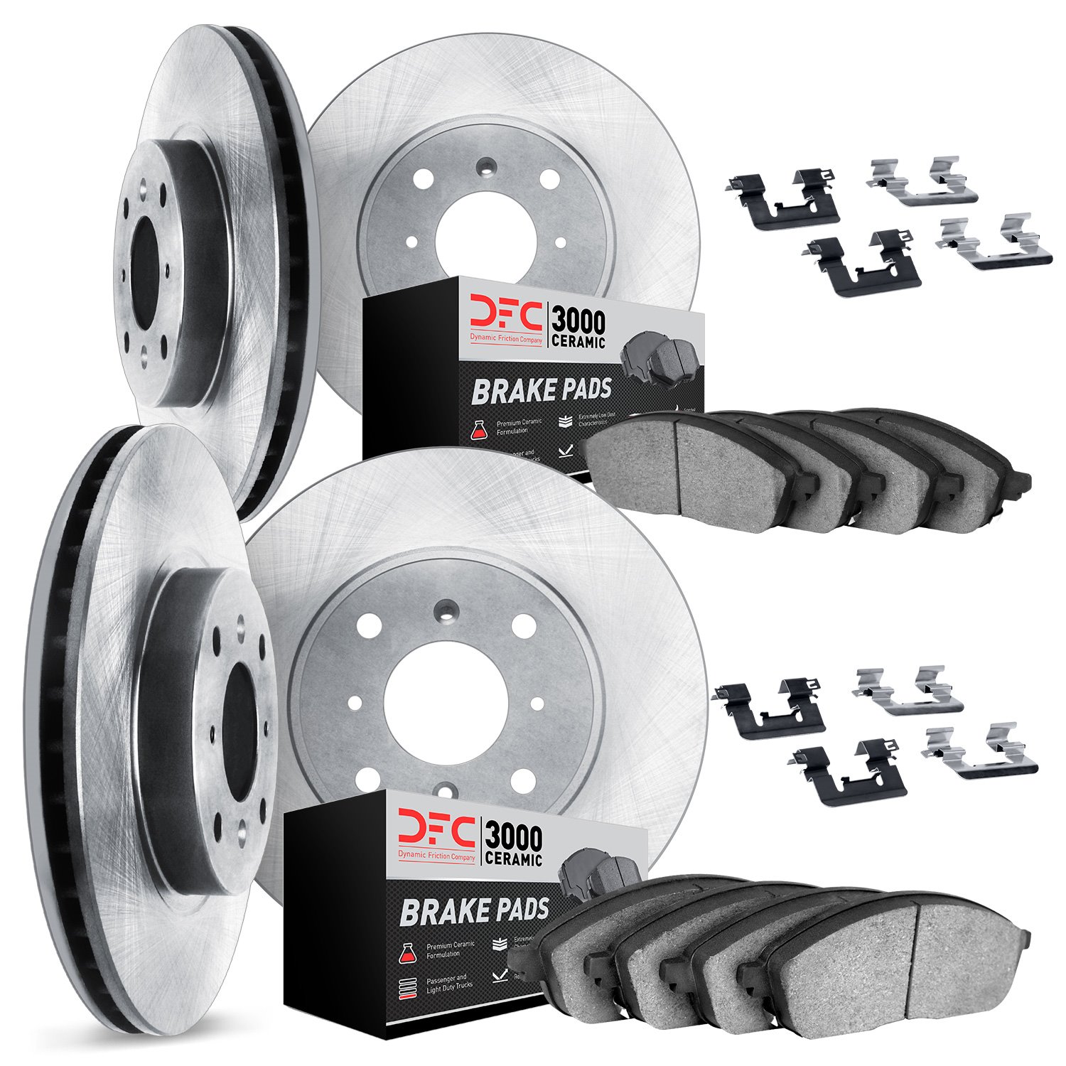 6314-54003 Brake Rotors with 3000-Series Ceramic Brake Pads Kit with Hardware, 1987-1988 Ford/Lincoln/Mercury/Mazda, Position: F