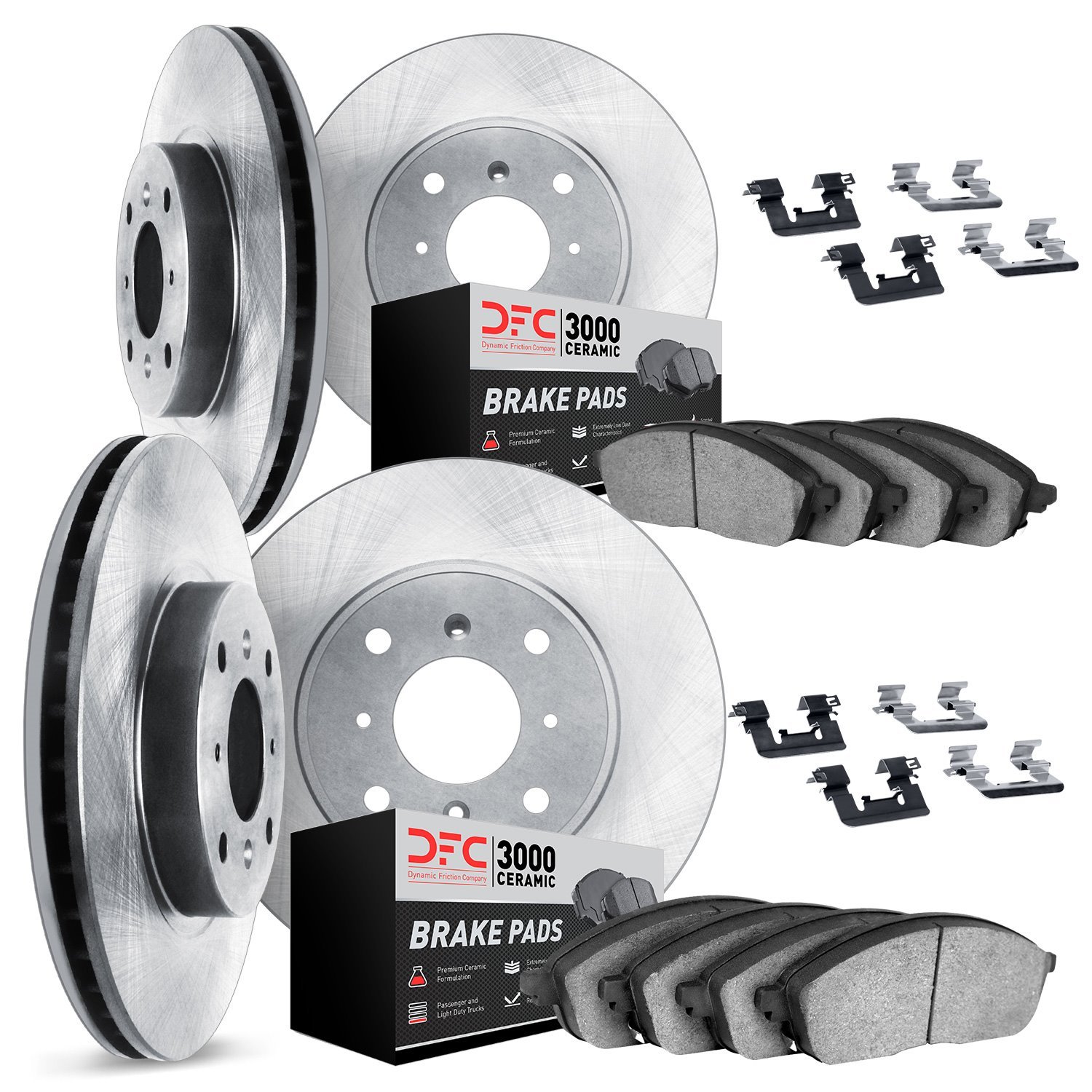 6314-54015 Brake Rotors with 3000-Series Ceramic Brake Pads Kit with Hardware, 1993-1993 Ford/Lincoln/Mercury/Mazda, Position: F