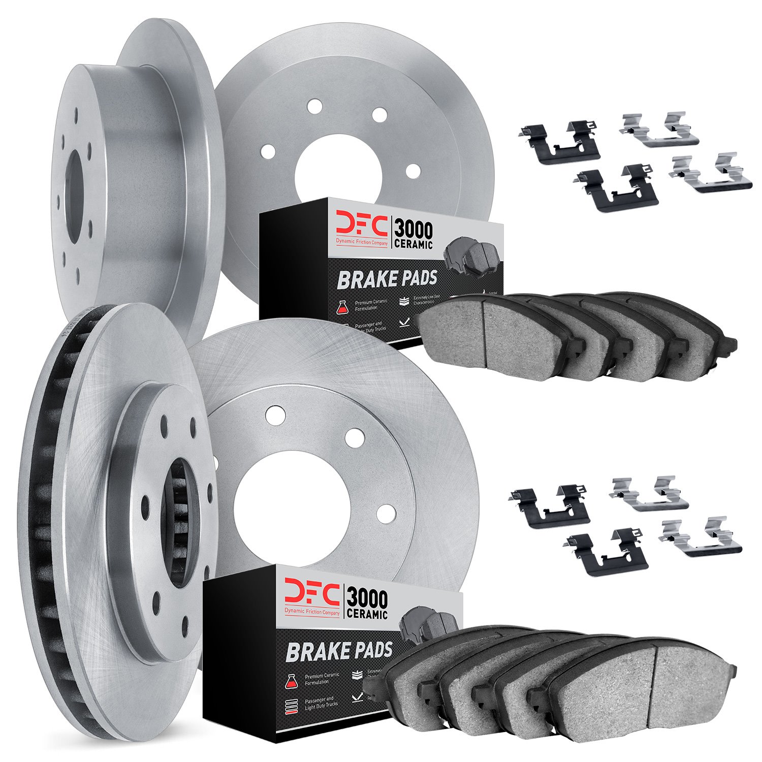 6314-54032 Brake Rotors with 3000-Series Ceramic Brake Pads Kit with Hardware, 1997-2004 Ford/Lincoln/Mercury/Mazda, Position: F