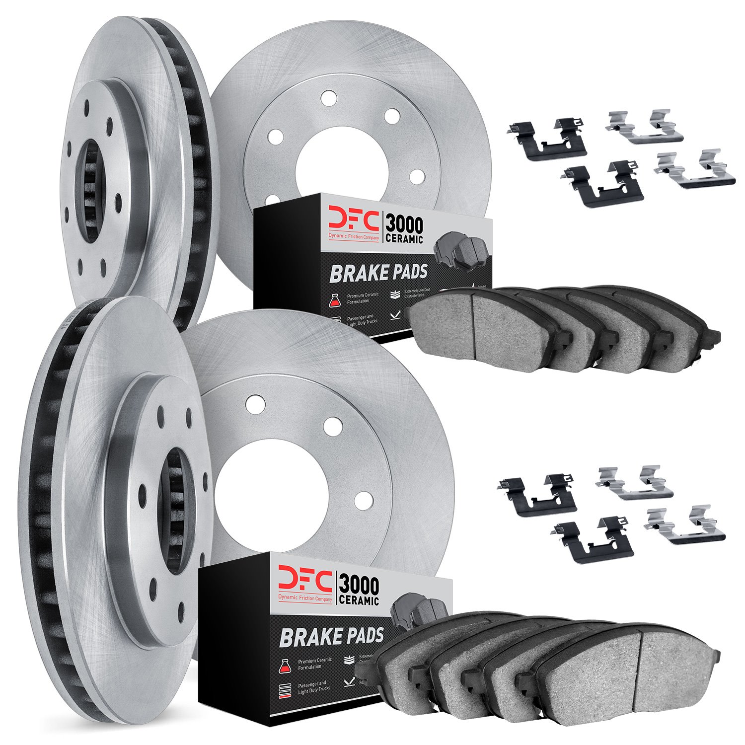 6314-54064 Brake Rotors with 3000-Series Ceramic Brake Pads Kit with Hardware, 2004-2008 Ford/Lincoln/Mercury/Mazda, Position: F