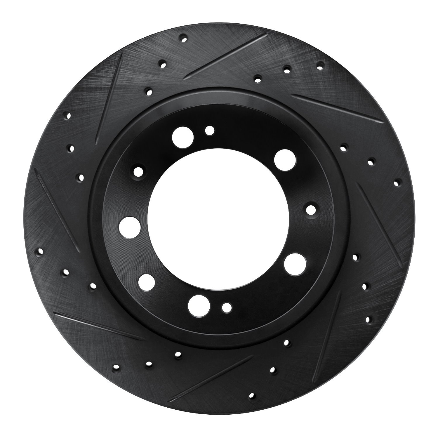 633-02020L Drilled/Slotted Brake Rotor [Black], 1986-1995 Porsche, Position: Rear Left