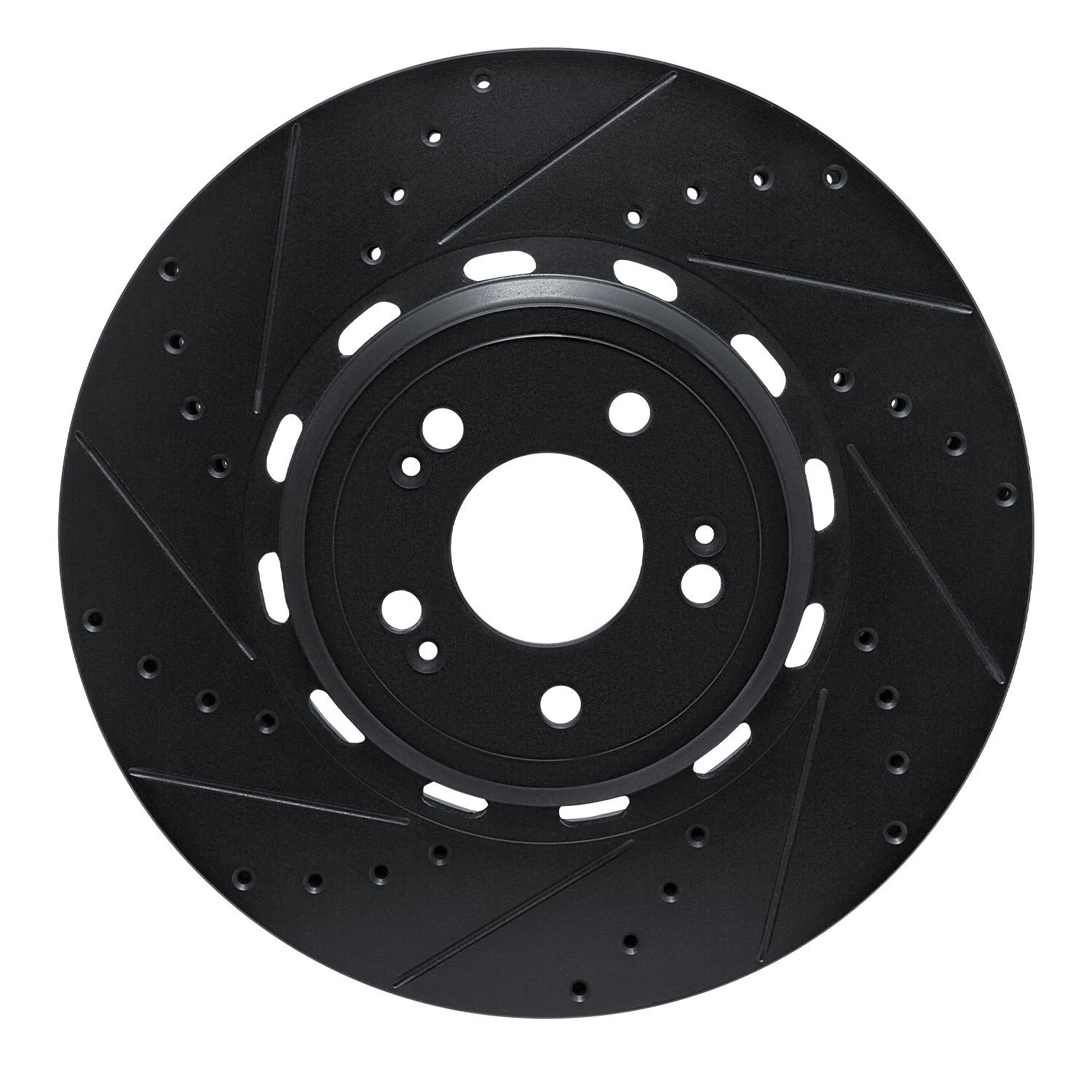 633-10006L Drilled/Slotted Brake Rotor [Black], Fits Select Kia/Hyundai/Genesis, Position: Front Left