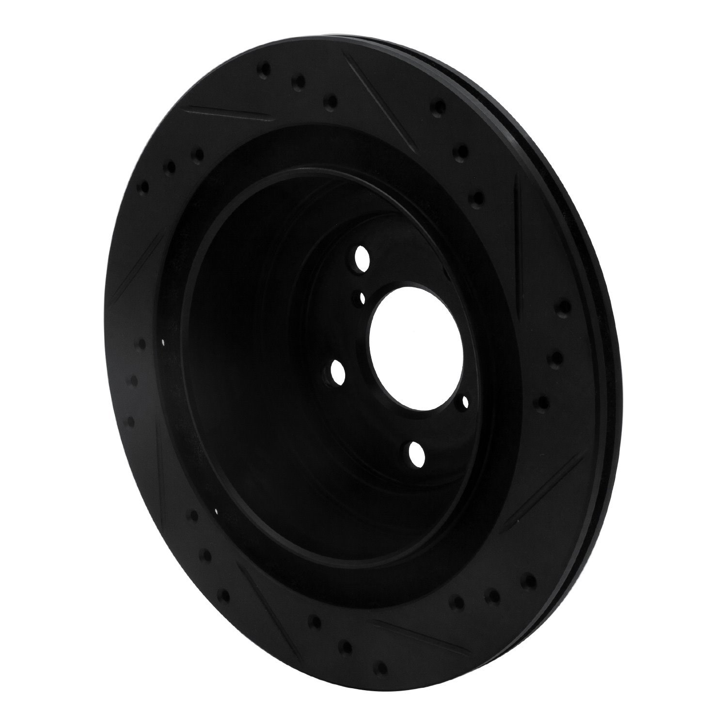 633-13019L Drilled/Slotted Brake Rotor [Black], 2005-2009 Subaru, Position: Rear Left