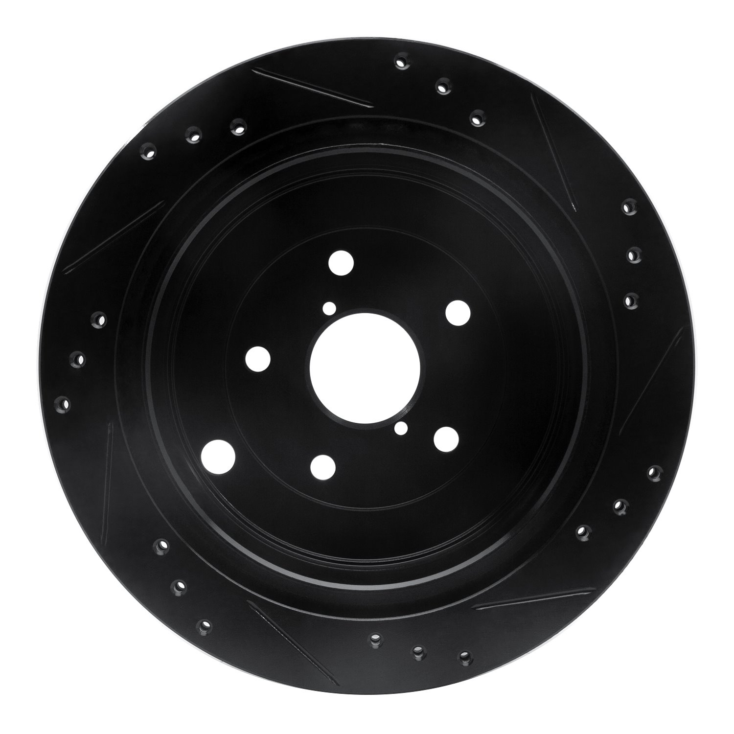 633-13036L Drilled/Slotted Brake Rotor [Black], 2006-2014 Subaru, Position: Rear Left