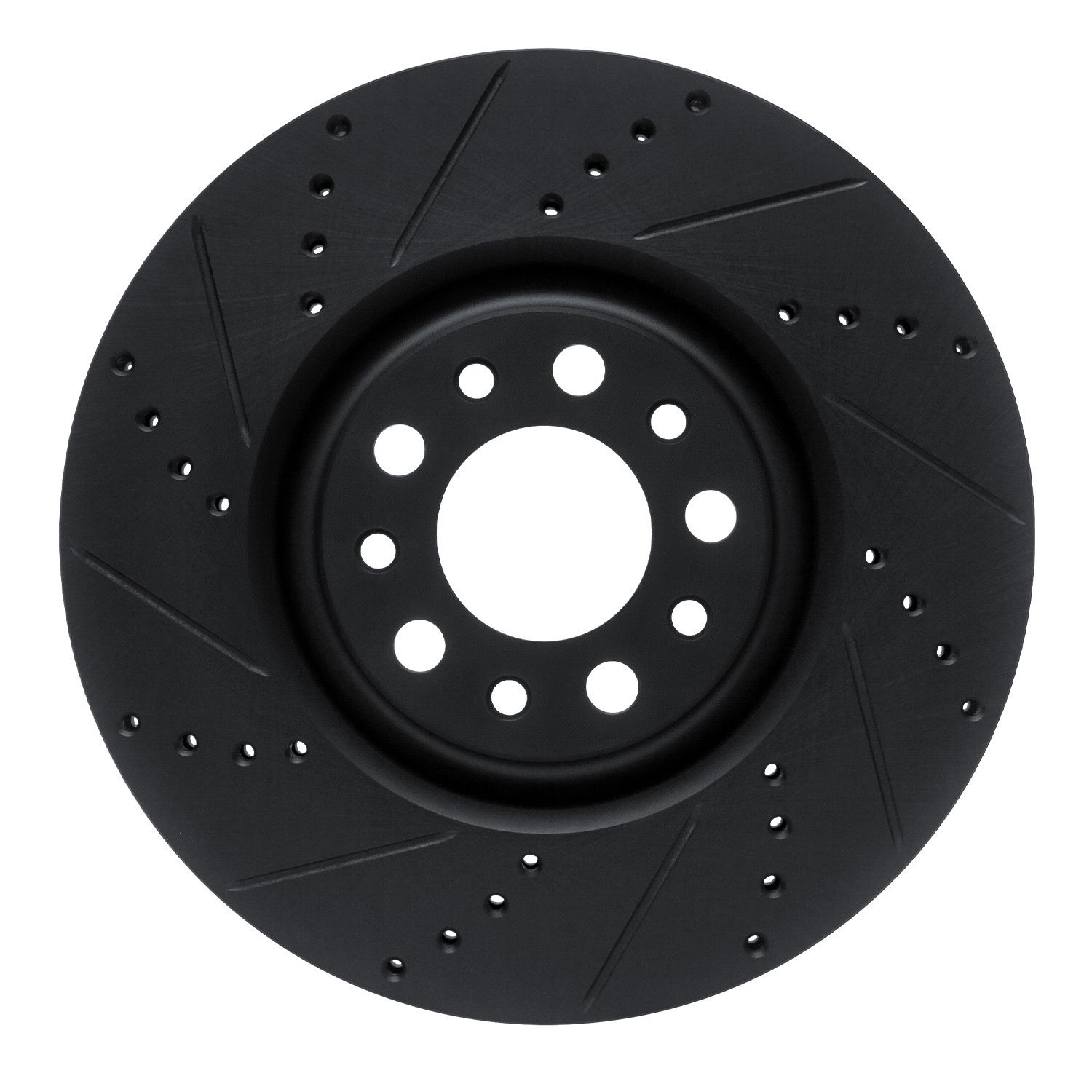 633-16012L Drilled/Slotted Brake Rotor [Black], 2017-2021 Alfa Romeo, Position: Front Left