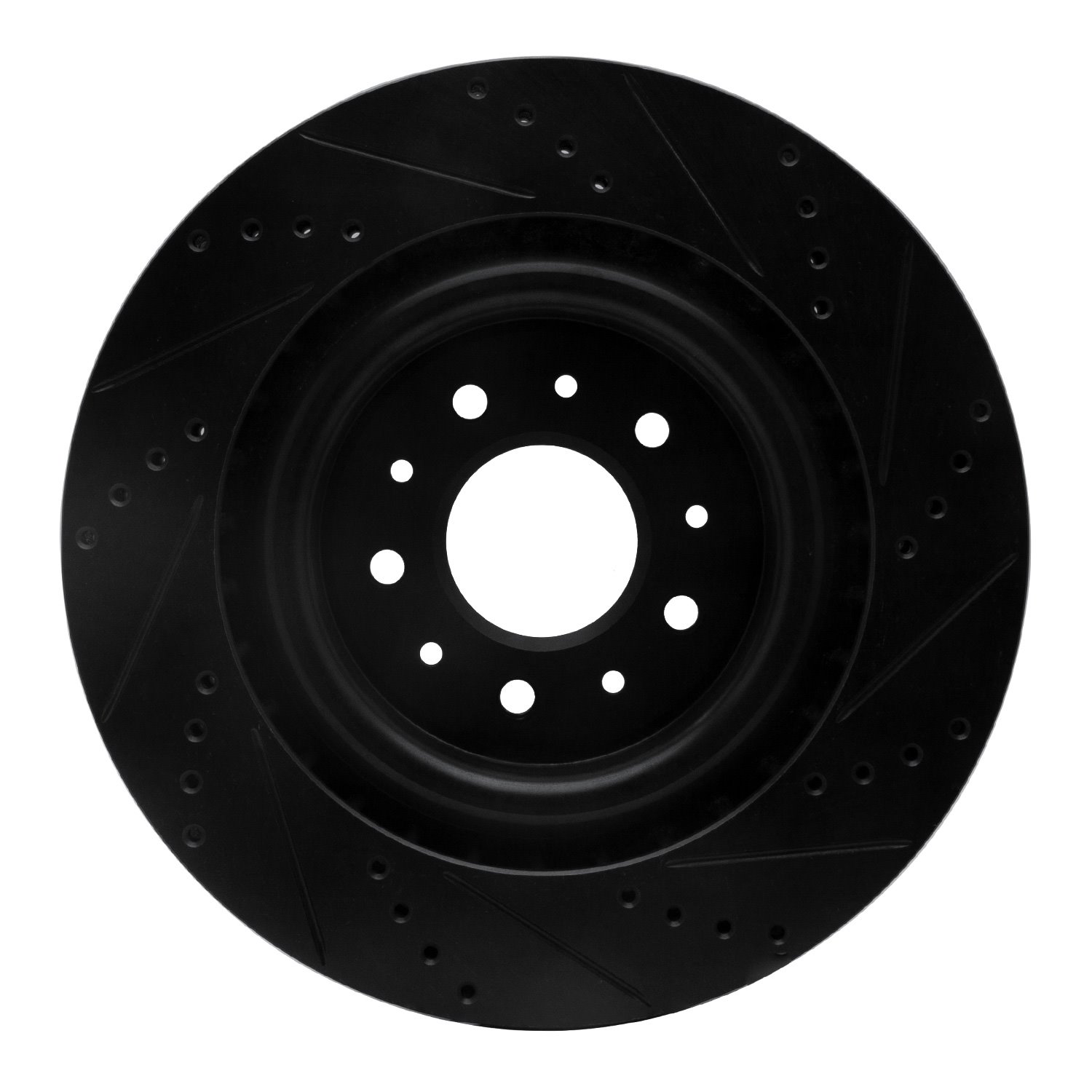 633-20016L Drilled/Slotted Brake Rotor [Black], 2000-2006 Jaguar, Position: Front Left