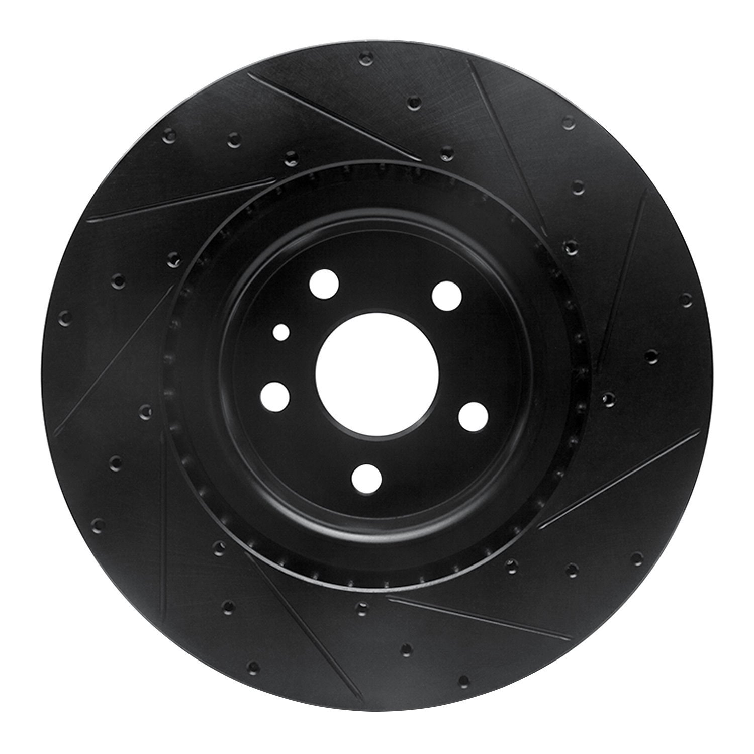 633-26001L Drilled/Slotted Brake Rotor [Black], 2012-2021 Tesla, Position: Front Left