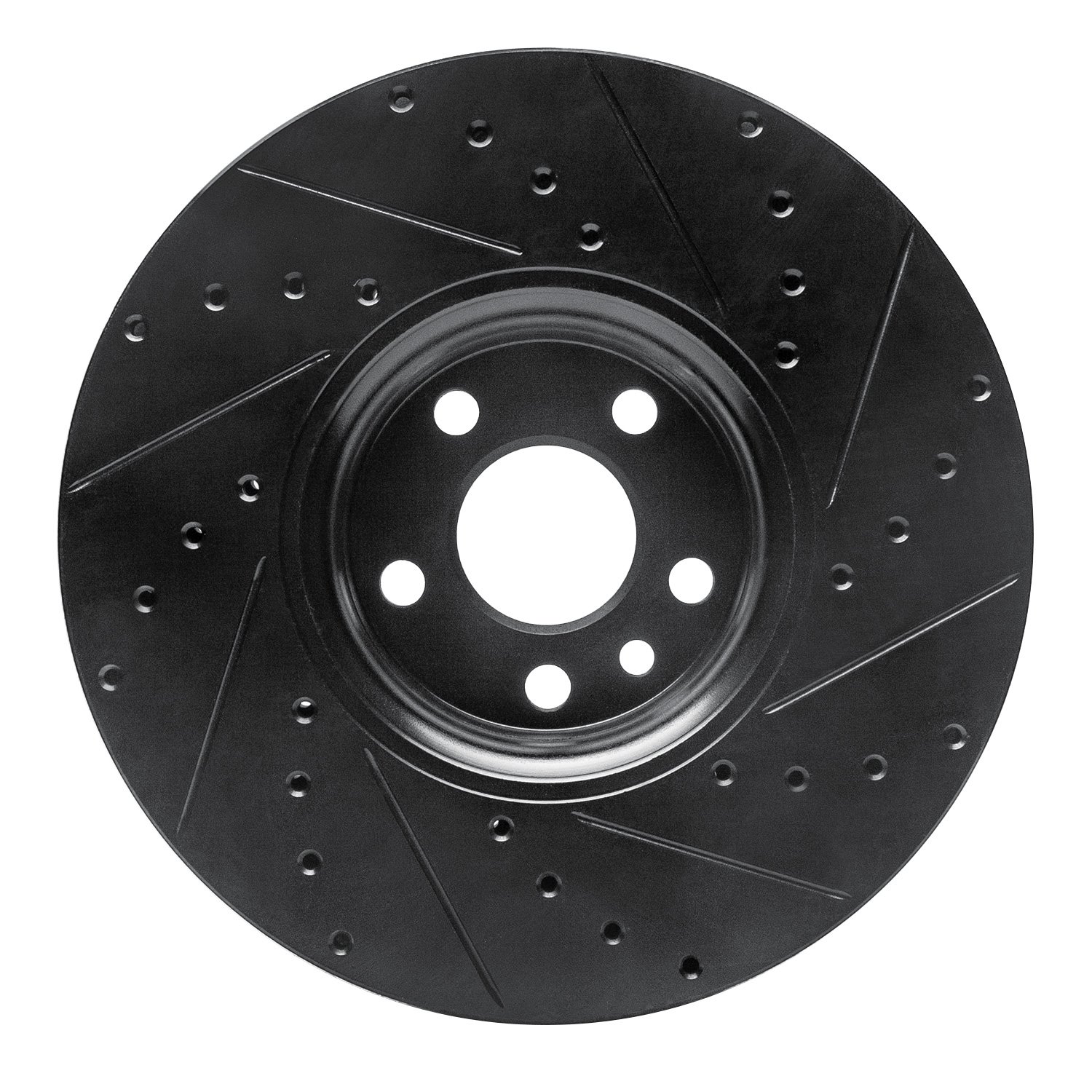 633-27043L Drilled/Slotted Brake Rotor [Black], 2010-2016 Volvo, Position: Front Left