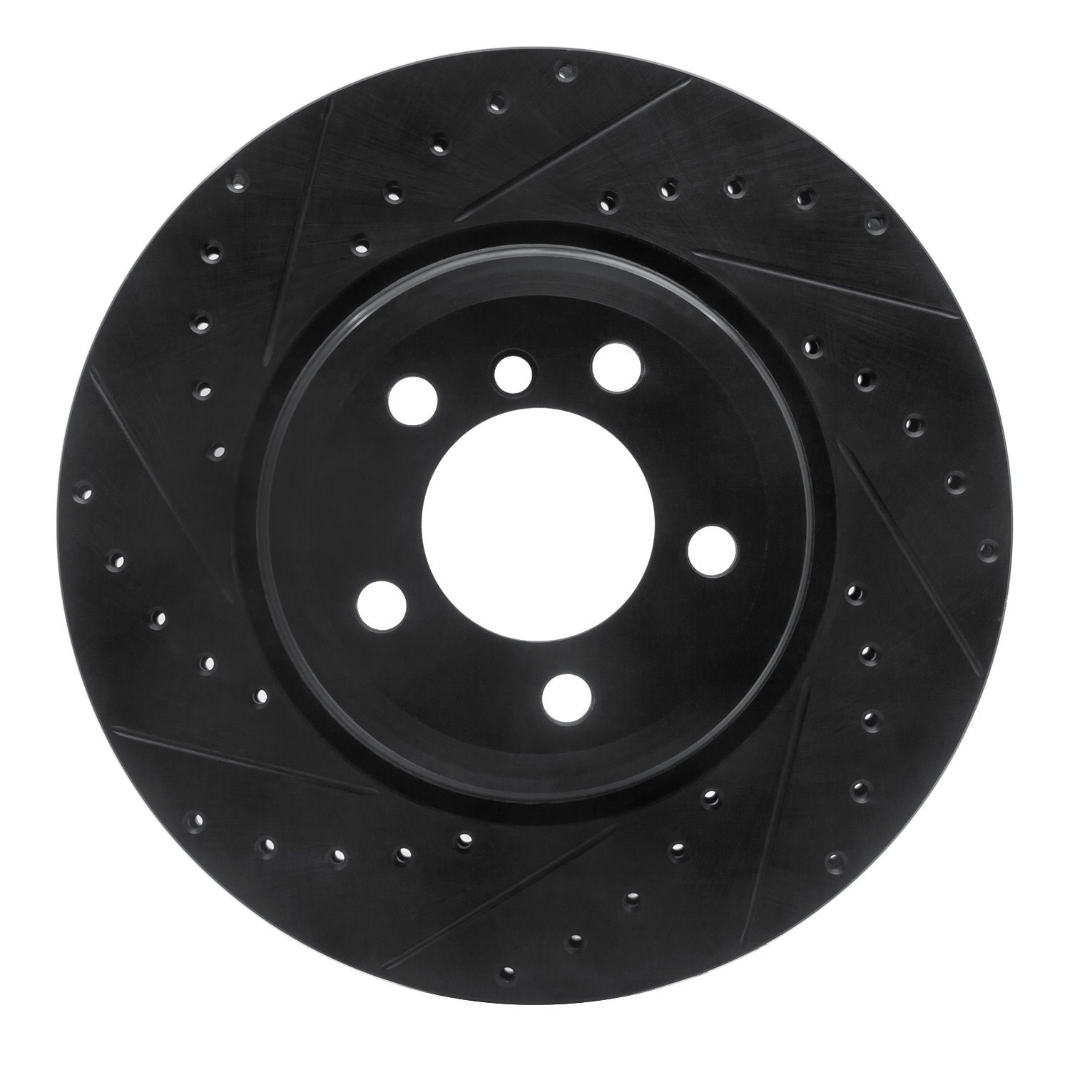 633-31076L Drilled/Slotted Brake Rotor [Black], 2005-2008 BMW, Position: Rear Left