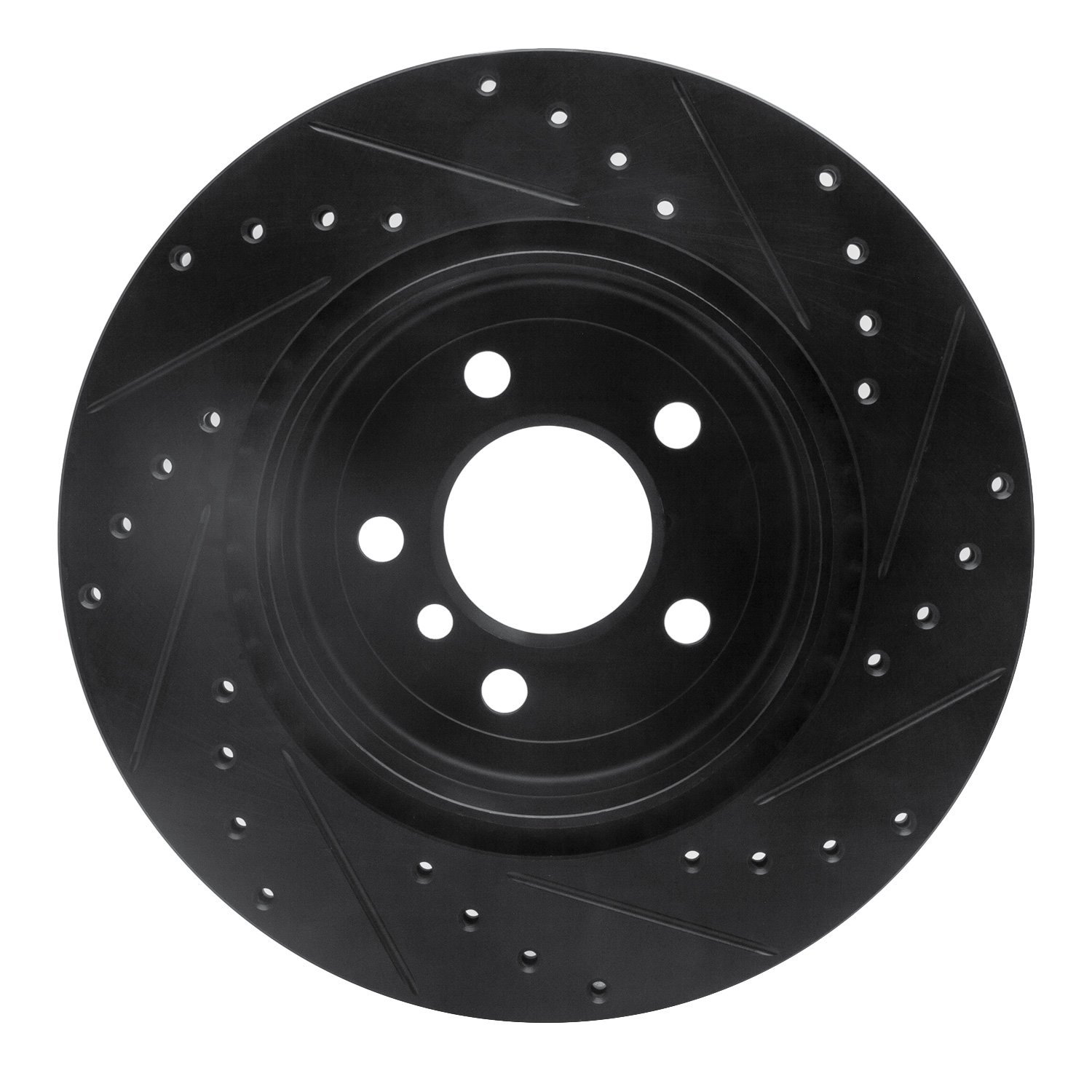 633-31104L Drilled/Slotted Brake Rotor [Black], 2011-2016 BMW, Position: Rear Left