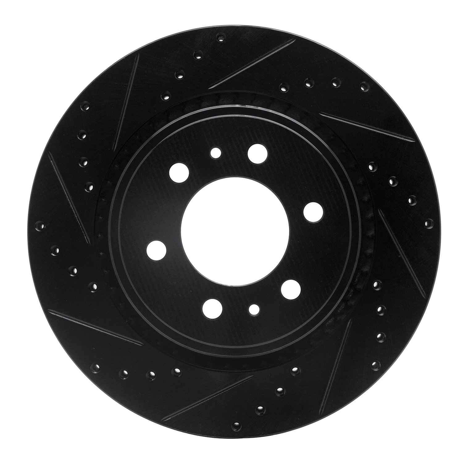 633-46066L Drilled/Slotted Brake Rotor [Black], Fits Select GM, Position: Front Left