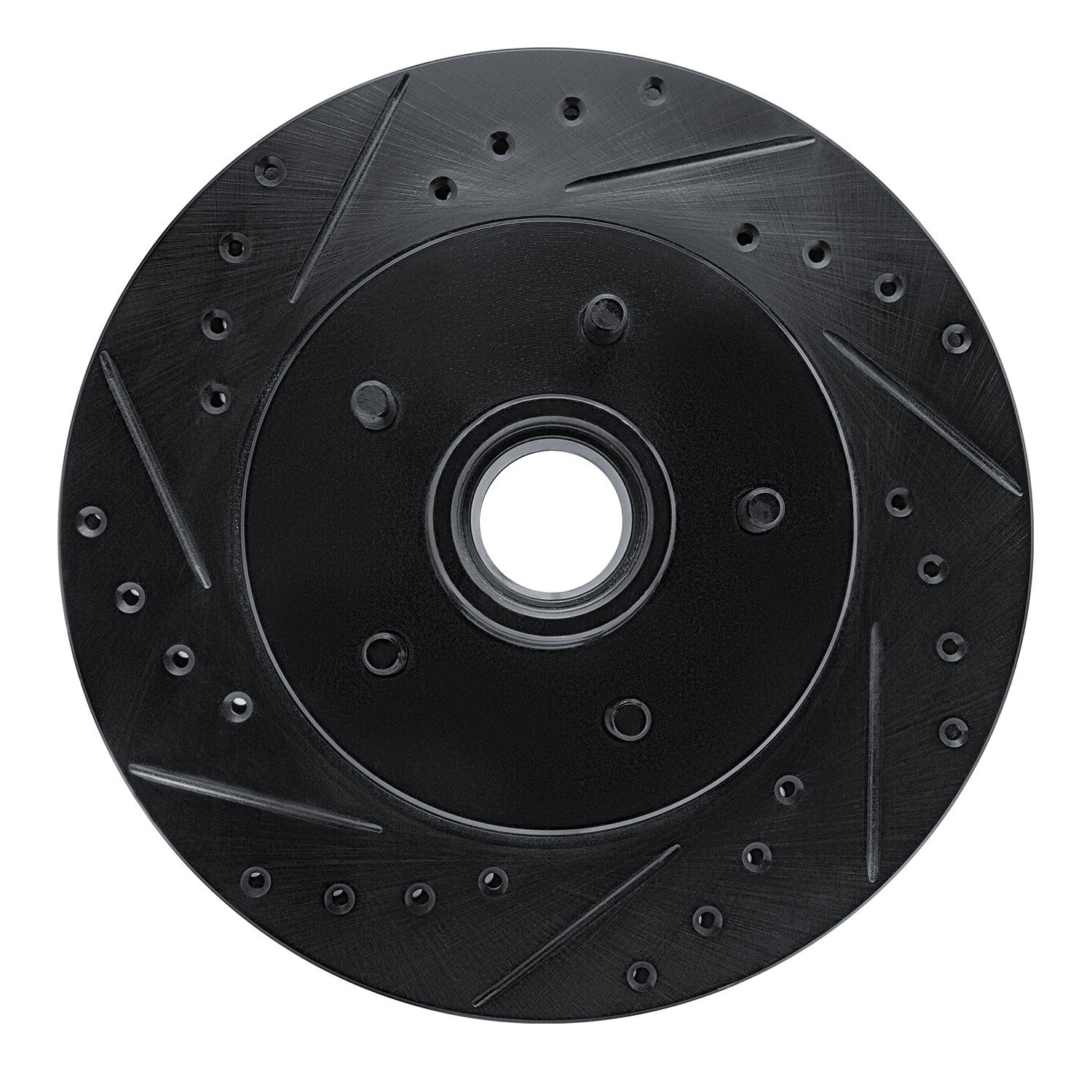 633-47056L Drilled/Slotted Brake Rotor [Black], 1985-1992 GM, Position: Front Left