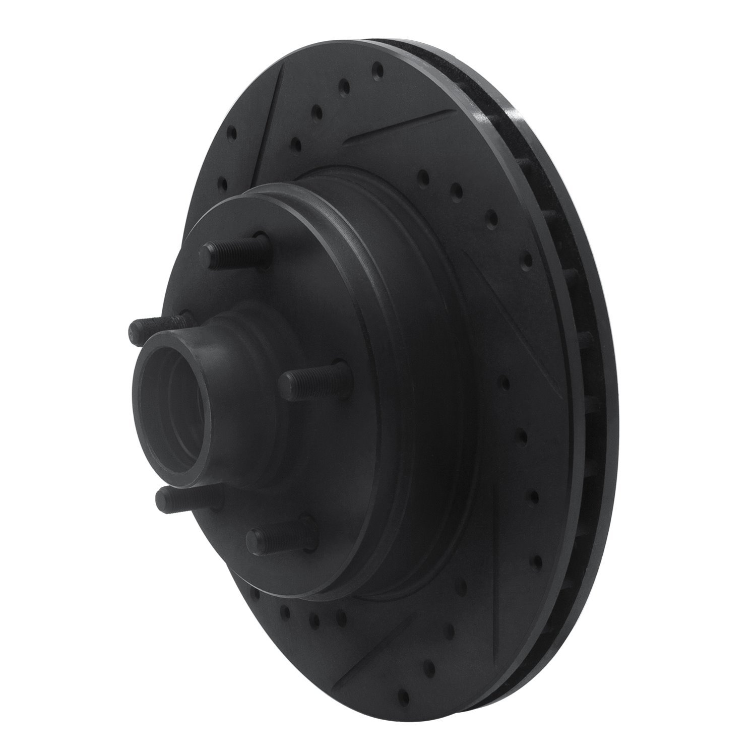 633-48015L Drilled/Slotted Brake Rotor [Black], 1990-2002 GM, Position: Front Left