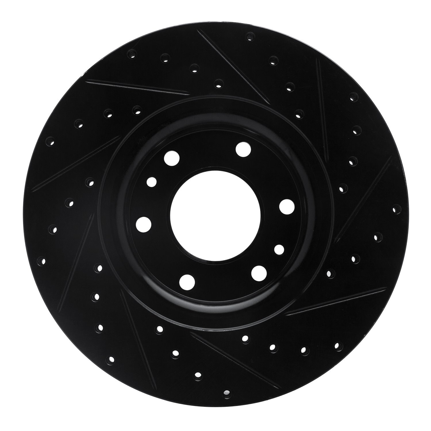 633-48046L Drilled/Slotted Brake Rotor [Black], 2002-2009 GM, Position: Front Left