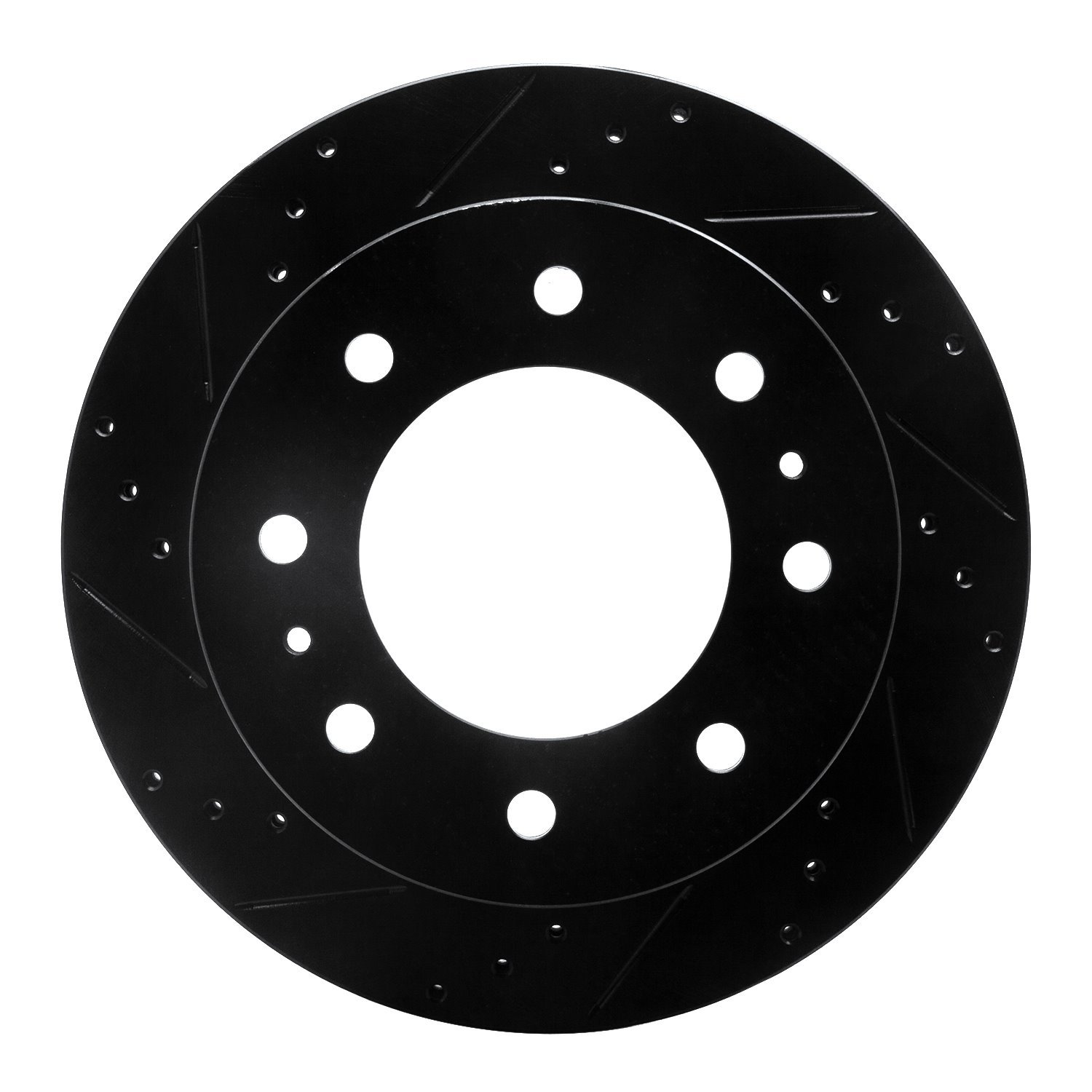 633-48061L Drilled/Slotted Brake Rotor [Black], Fits Select GM, Position: Rear Left