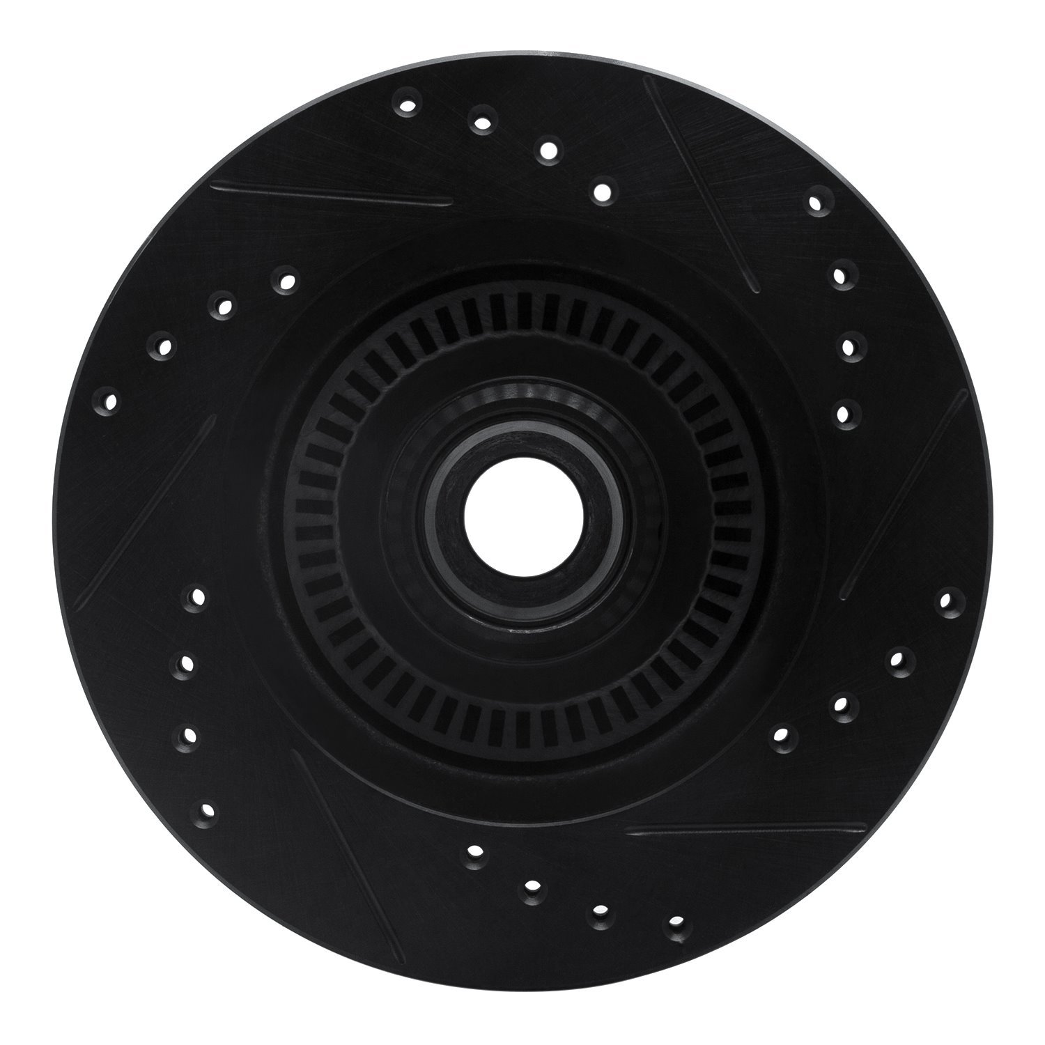 633-54028L Drilled/Slotted Brake Rotor [Black], 1987-1988 Ford/Lincoln/Mercury/Mazda, Position: Front Left