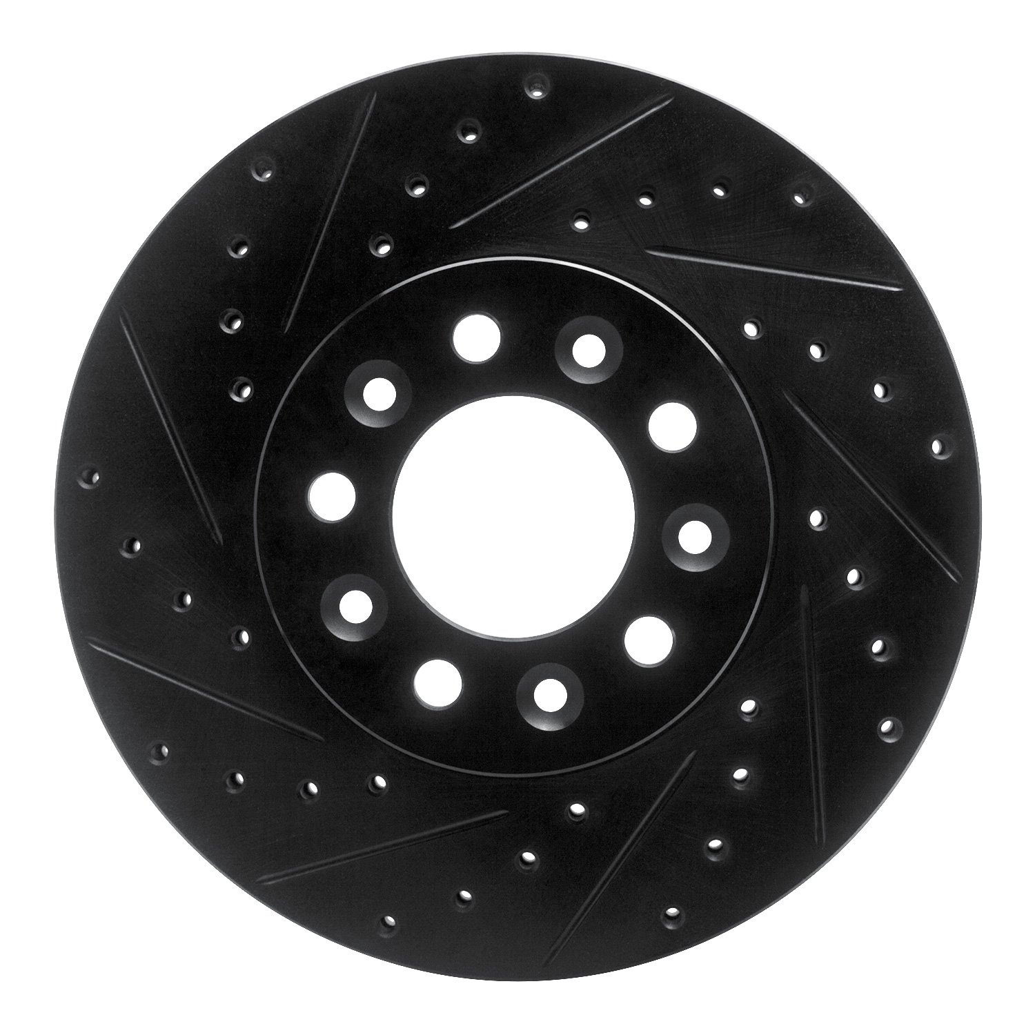 633-54085L Drilled/Slotted Brake Rotor [Black], 1999-2003 Ford/Lincoln/Mercury/Mazda, Position: Front Left