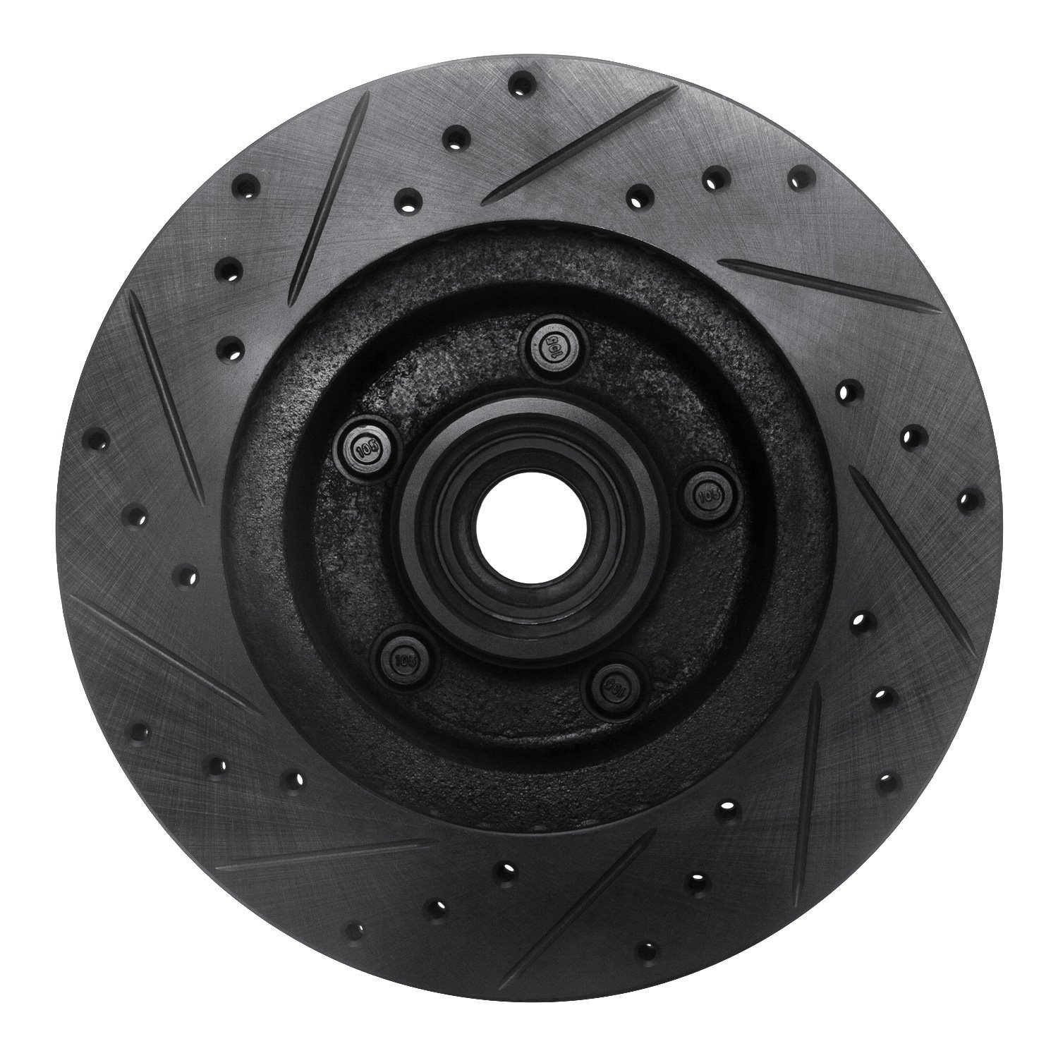 633-54107R Drilled/Slotted Brake Rotor [Black], 1980-1983 Ford/Lincoln/Mercury/Mazda, Position: Front Right