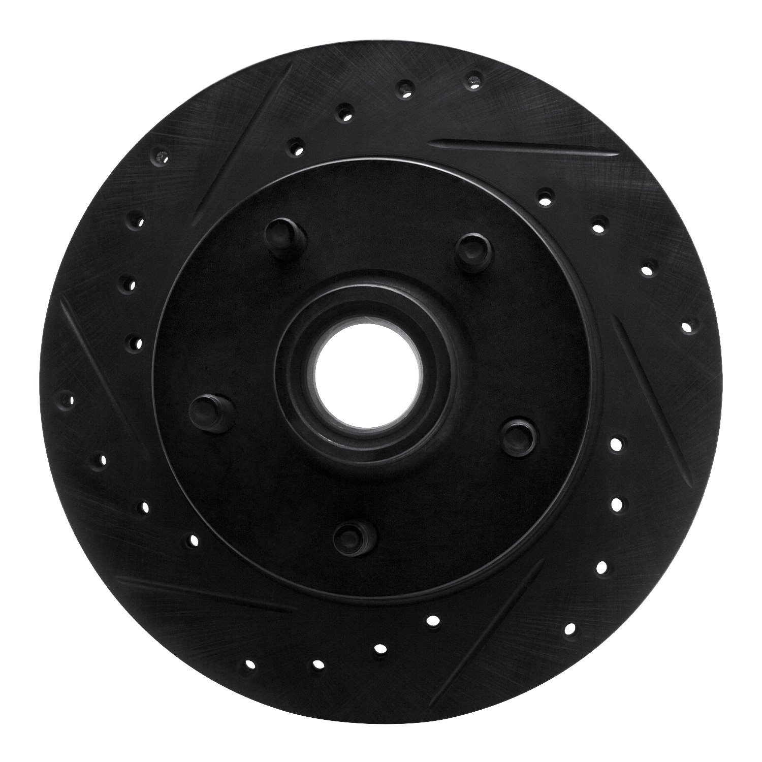 633-54110L Drilled/Slotted Brake Rotor [Black], 1983-1994 Ford/Lincoln/Mercury/Mazda, Position: Front Left