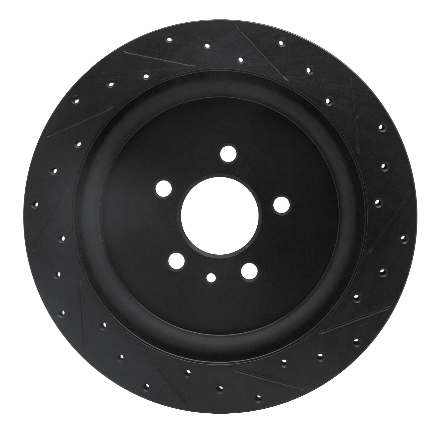 633-54260L Drilled/Slotted Brake Rotor [Black], 2013-2014 Ford/Lincoln/Mercury/Mazda, Position: Rear Left