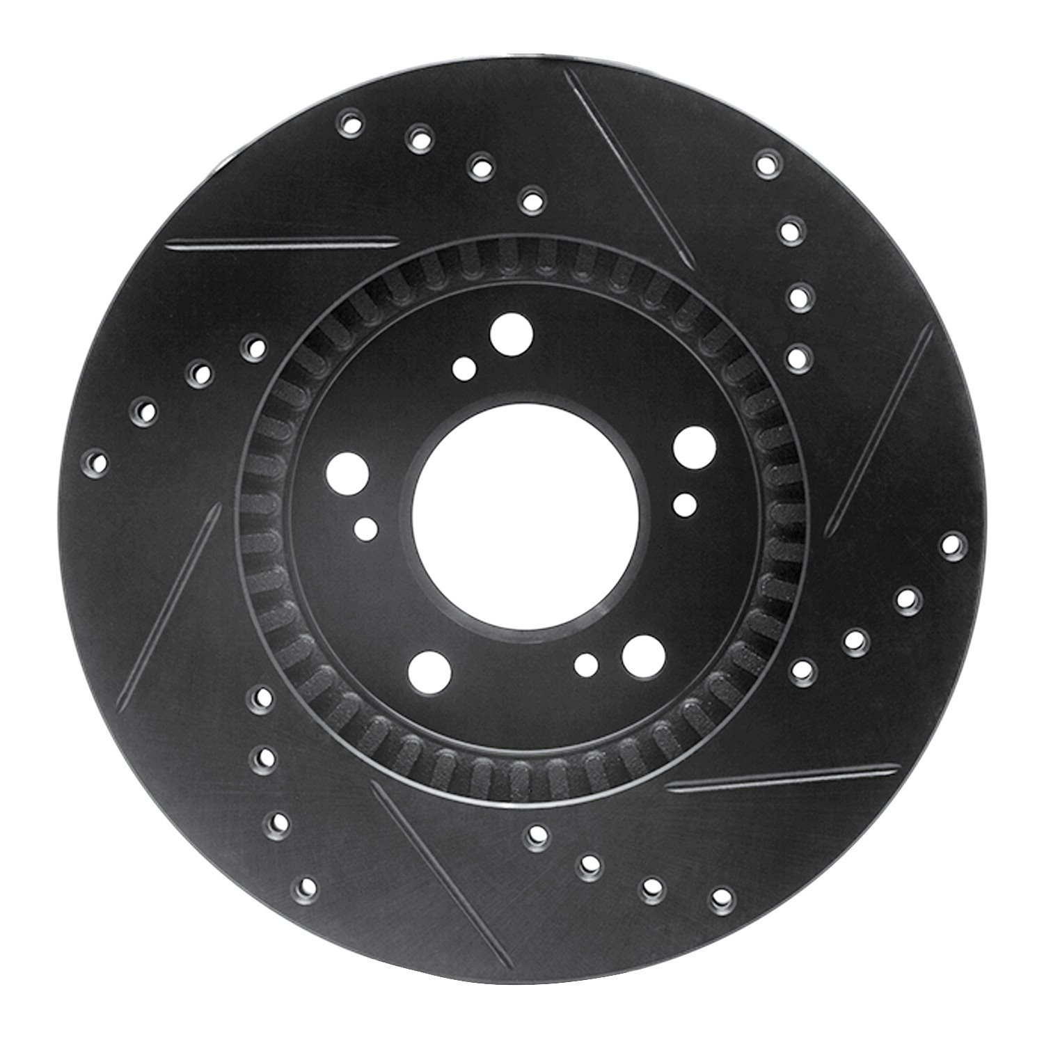 633-59040L Drilled/Slotted Brake Rotor [Black], 1991-2001 Multiple Makes/Models, Position: Front Left