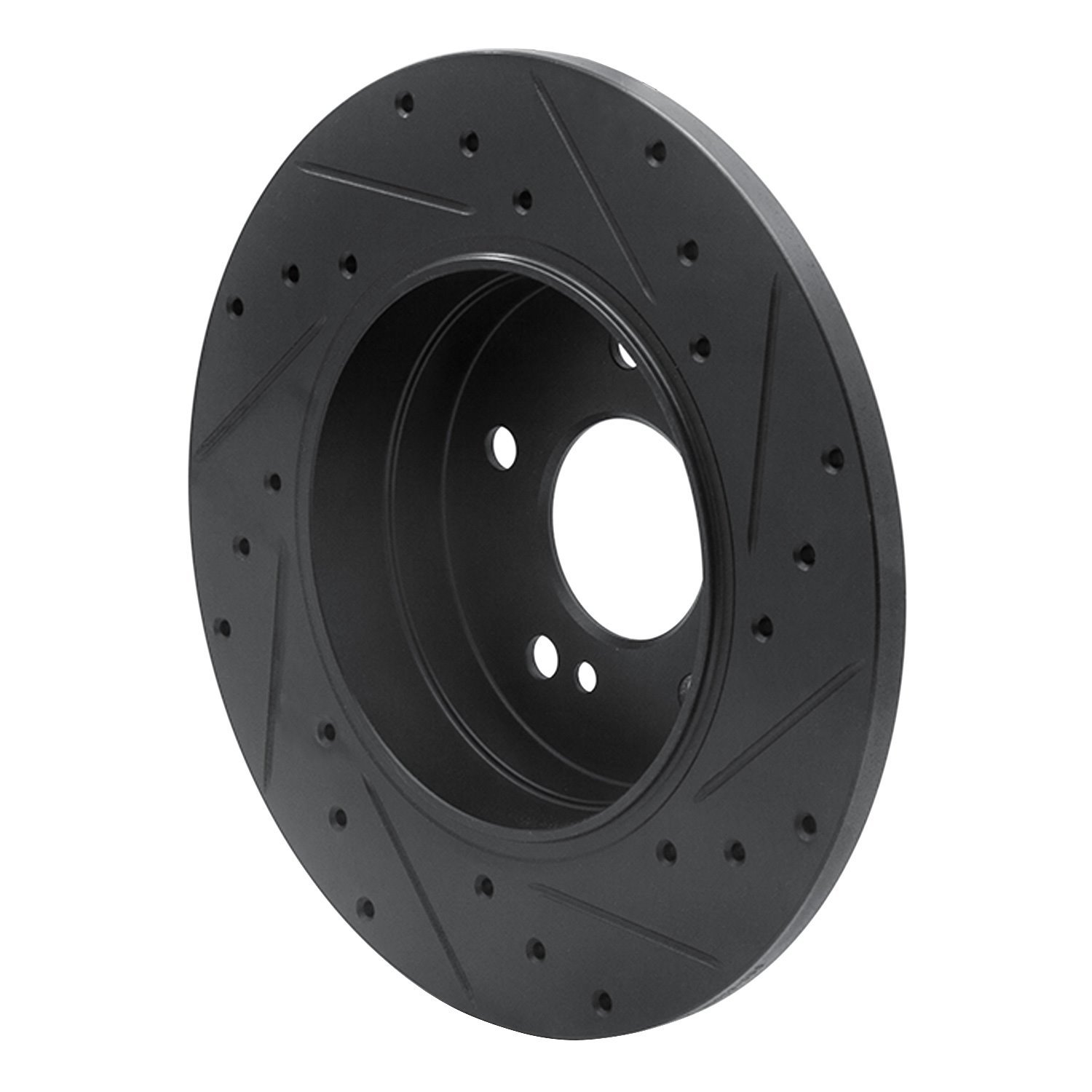 633-63037L Drilled/Slotted Brake Rotor [Black], 1998-2003 Mercedes-Benz, Position: Rear Left